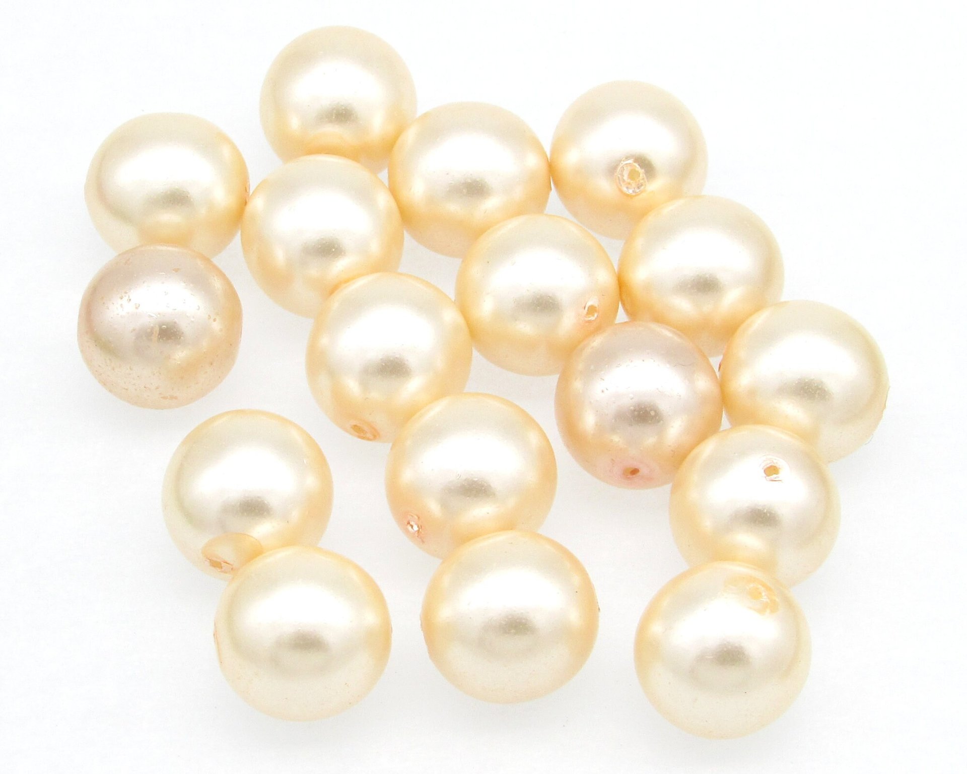 Peach Round Faux Pearl Mix, Coated Czech Glass Beads