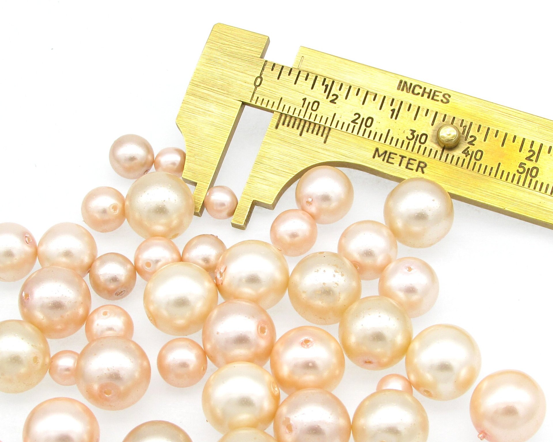 Peach Round Faux Pearl Mix, Coated Czech Glass Beads