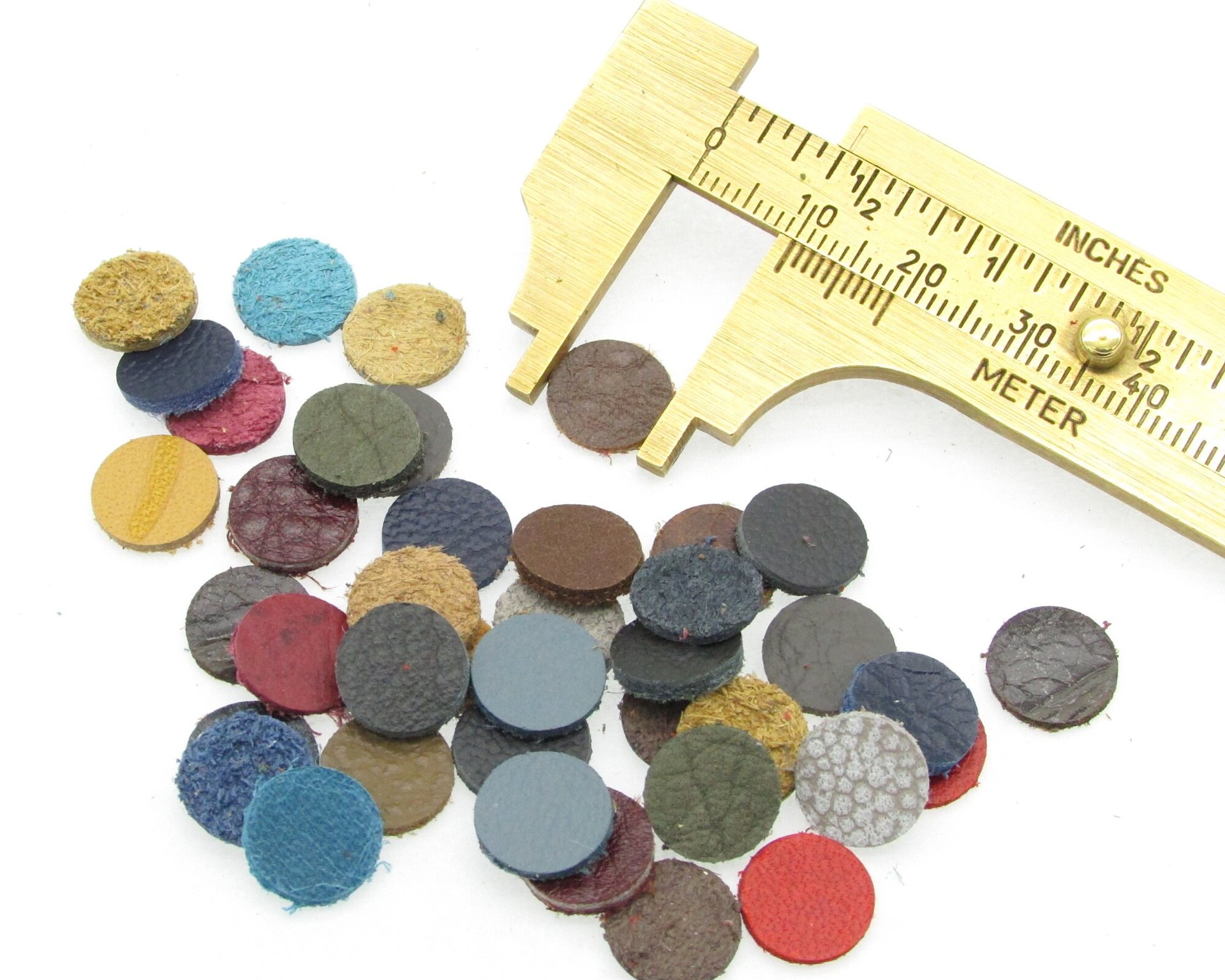 Tiny Leather Circles, 8mm 10mm 12mm Round Die Cuts (20 pairs)