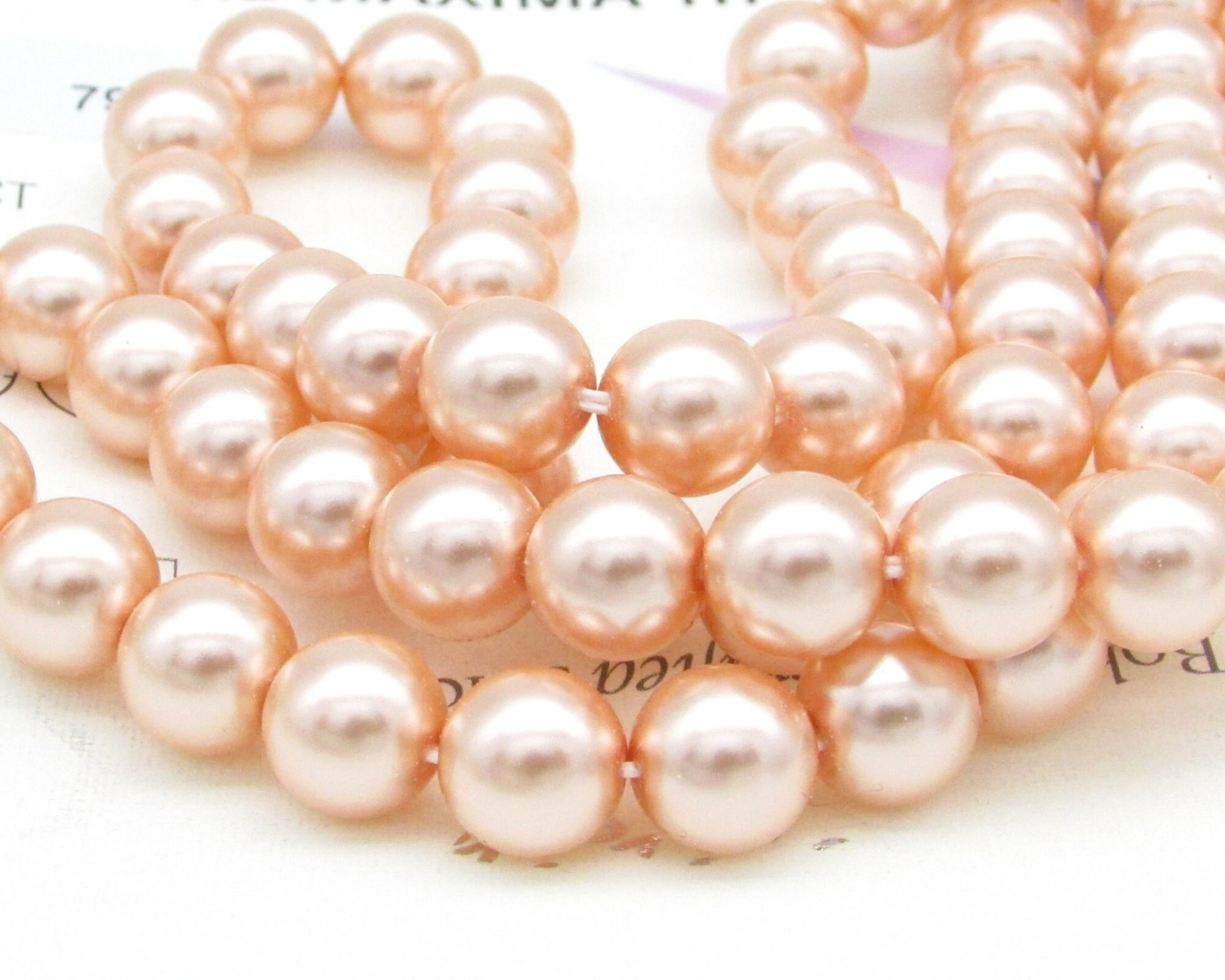 8mm Peach Preciosa Crystal Nacre Pearls (25)