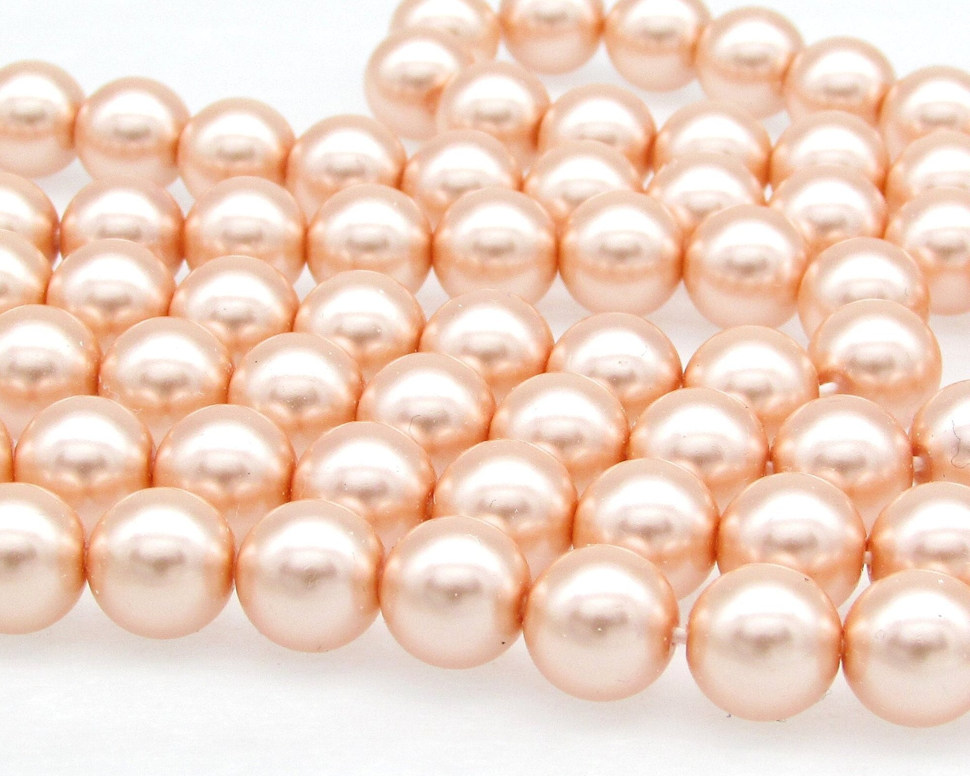 8mm Peach Preciosa Crystal Nacre Pearls (25)