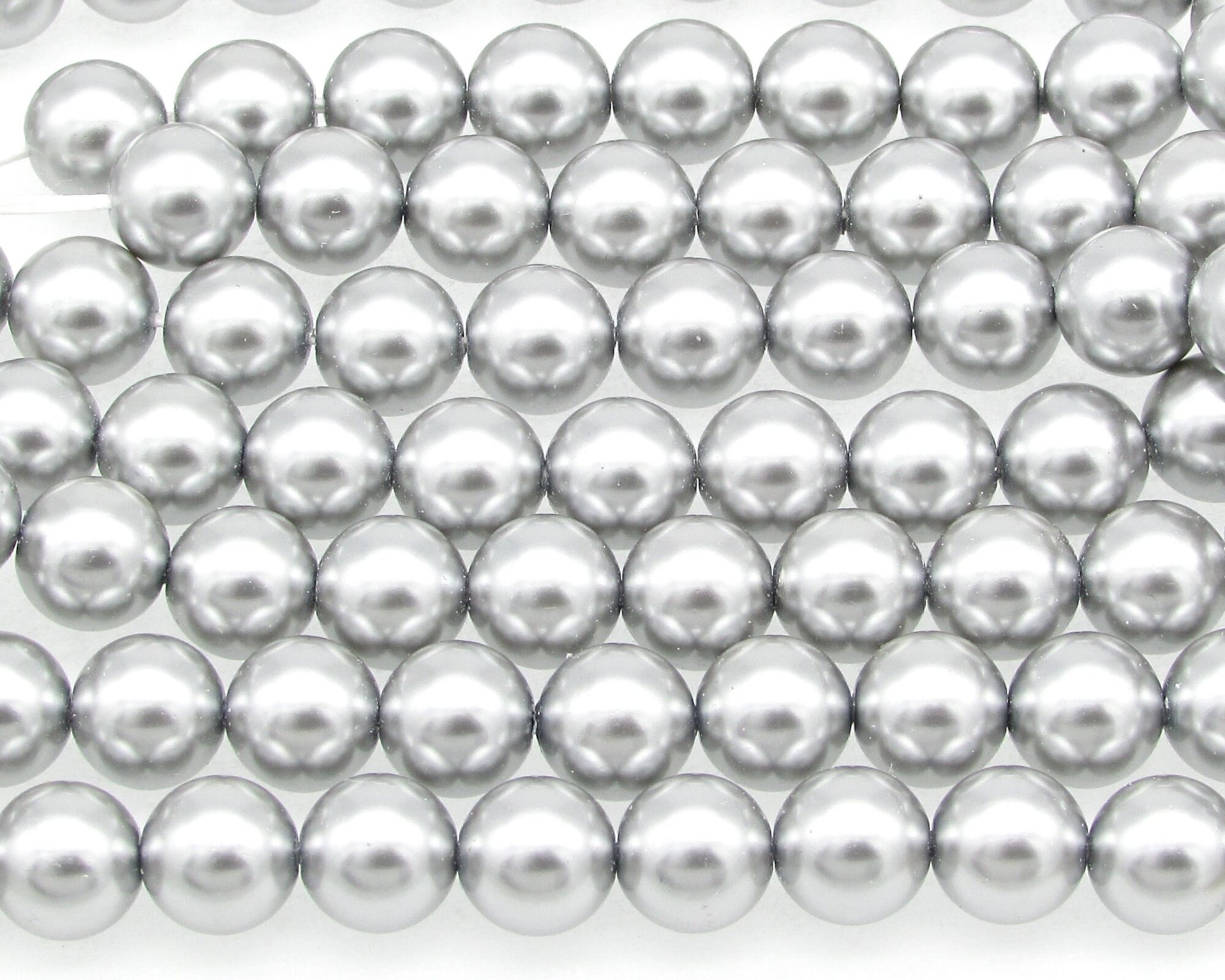 Preciosa Crystal Nacre Pearls, 6mm 8mm Round Light Gray Ball Beads (25)