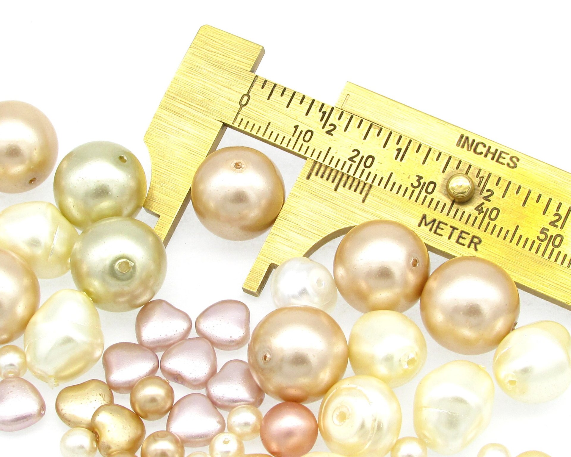 Peach Round Faux Pearl Mix, Coated Czech Glass Beads