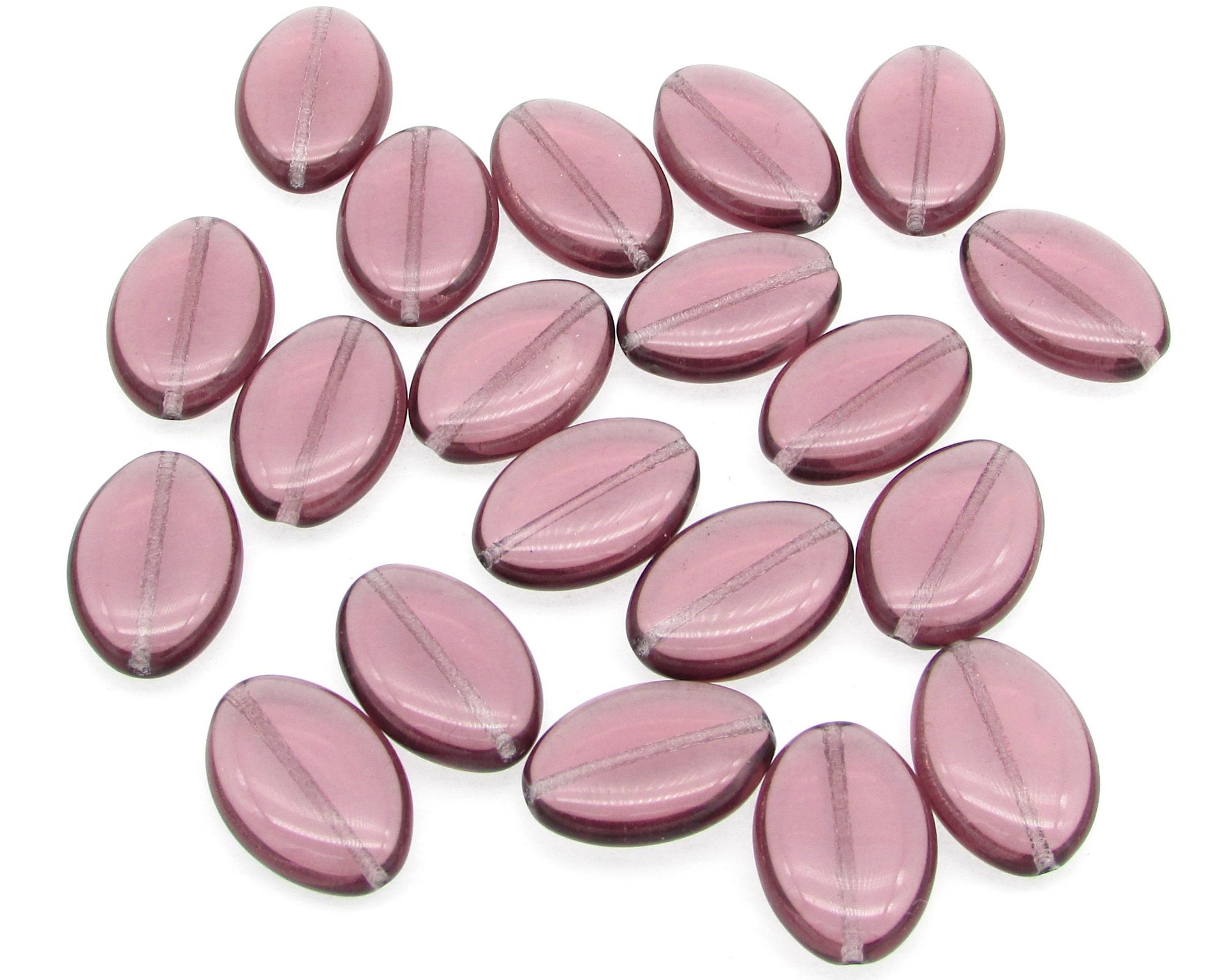 19.5mm Flat Ovals, Translucent Amethyst Czech Glass (20)