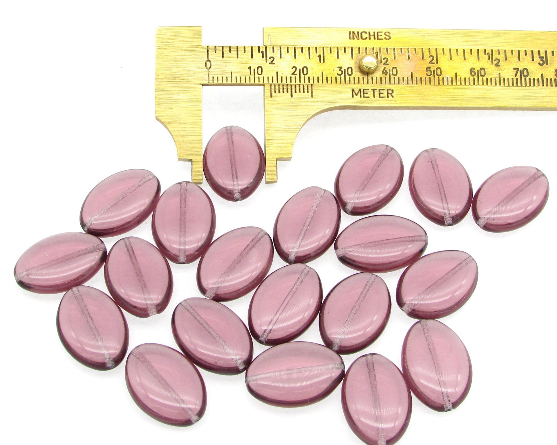 19.5mm Flat Ovals, Translucent Amethyst Czech Glass (20)