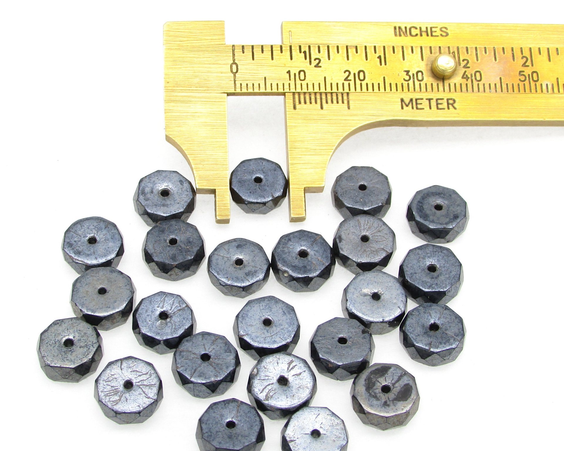 4x10mm Flat Rondelle Faceted Czech Glass, Hematite Gray (23)