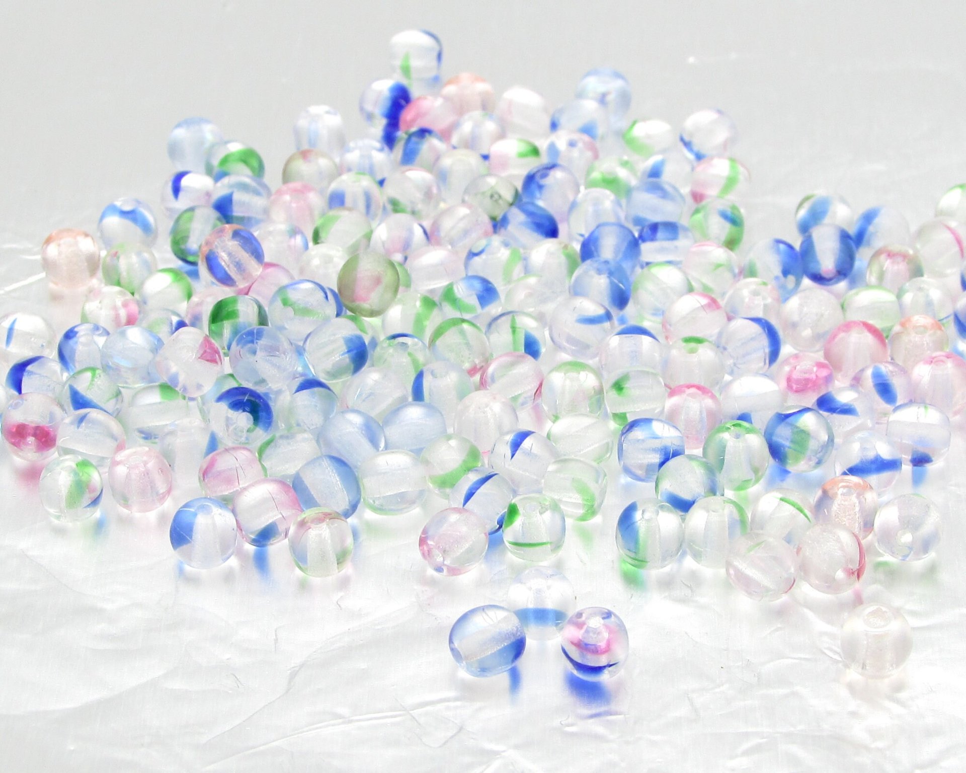 4mm Round Glass Beads, Multicolor Czech Glass Druk, Small Unlined Translucent Spacers