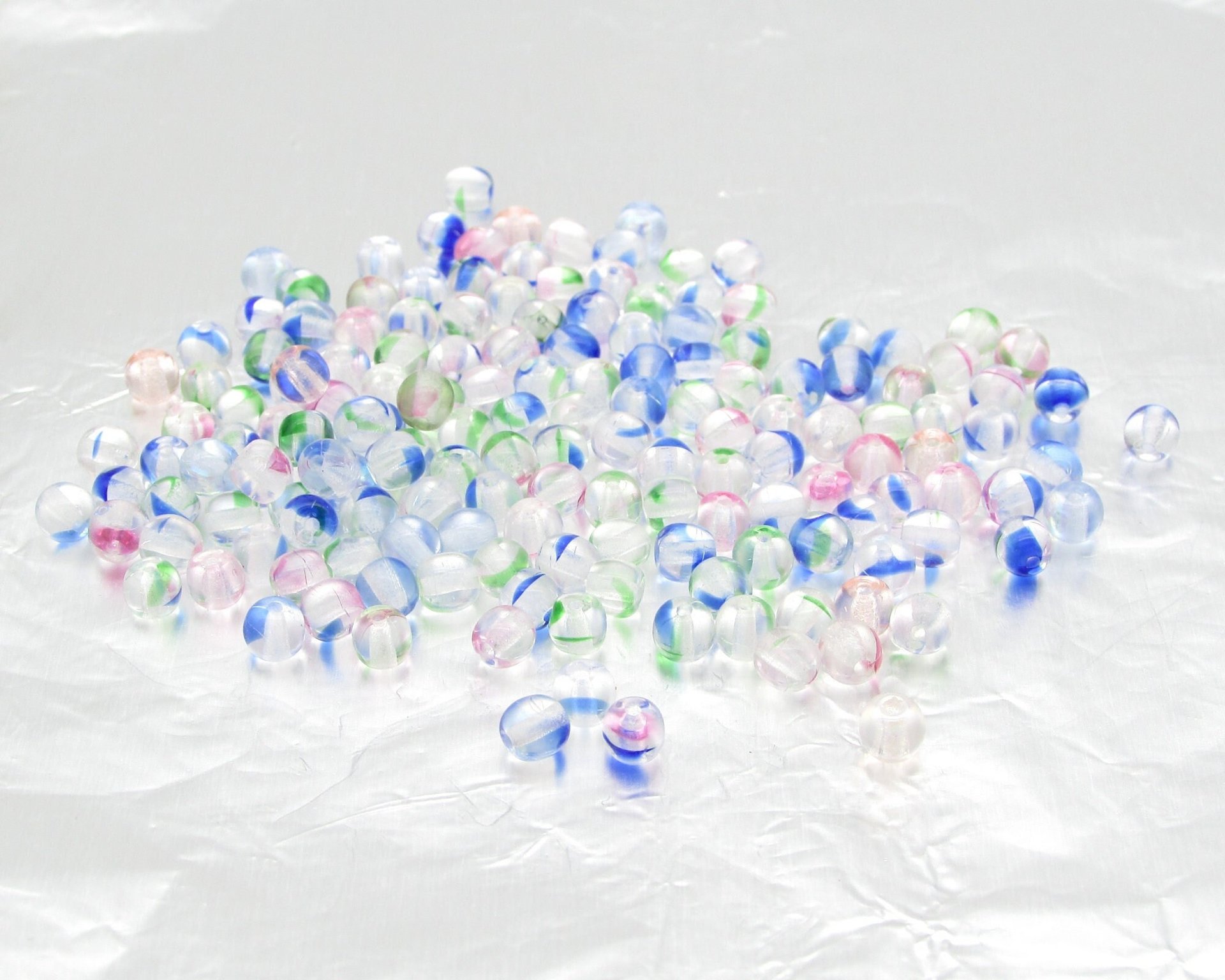 4mm Round Glass Beads, Multicolor Czech Glass Druk, Small Unlined Translucent Spacers