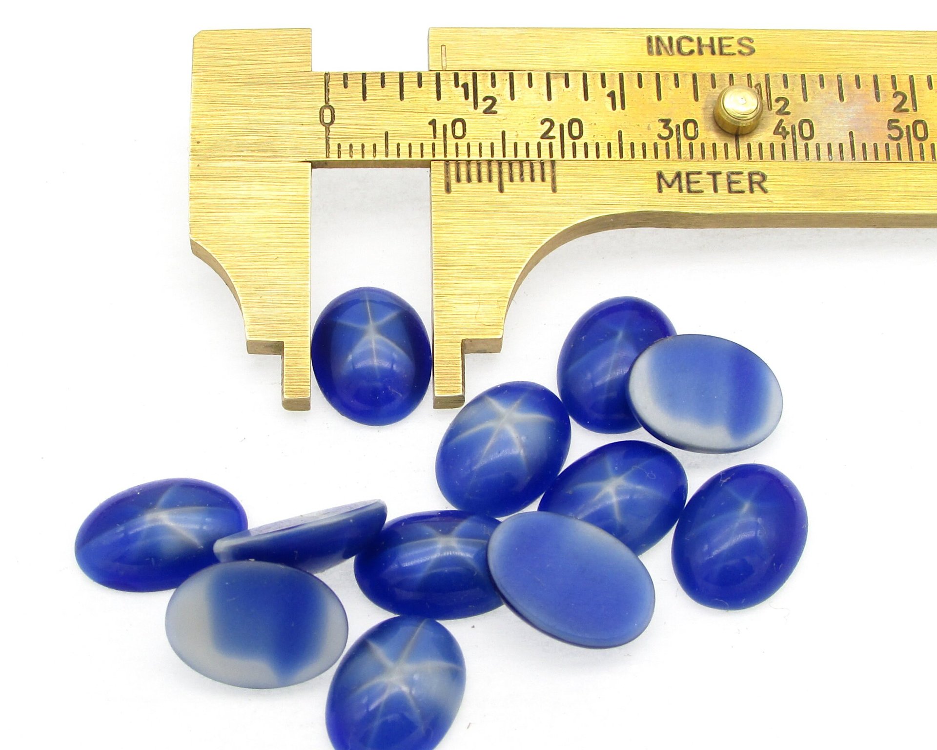 Vintage 14mm Oval Opaque Star Sapphire Glass Cabochons