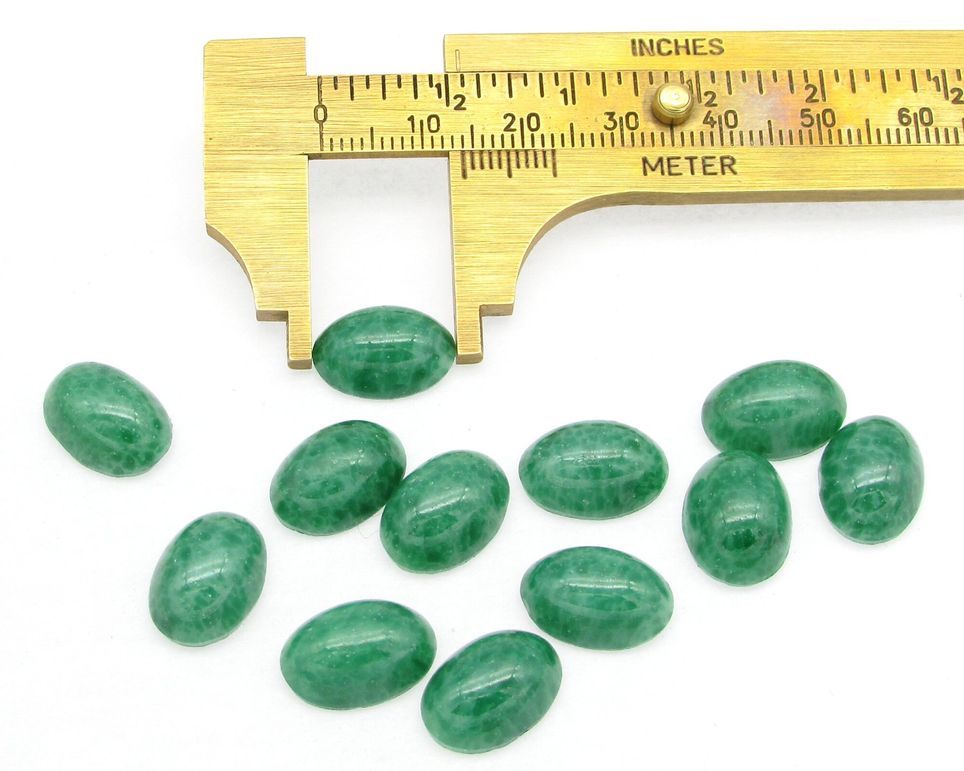 Vintage 14mm Oval Opaque Jade Glass Cabochons
