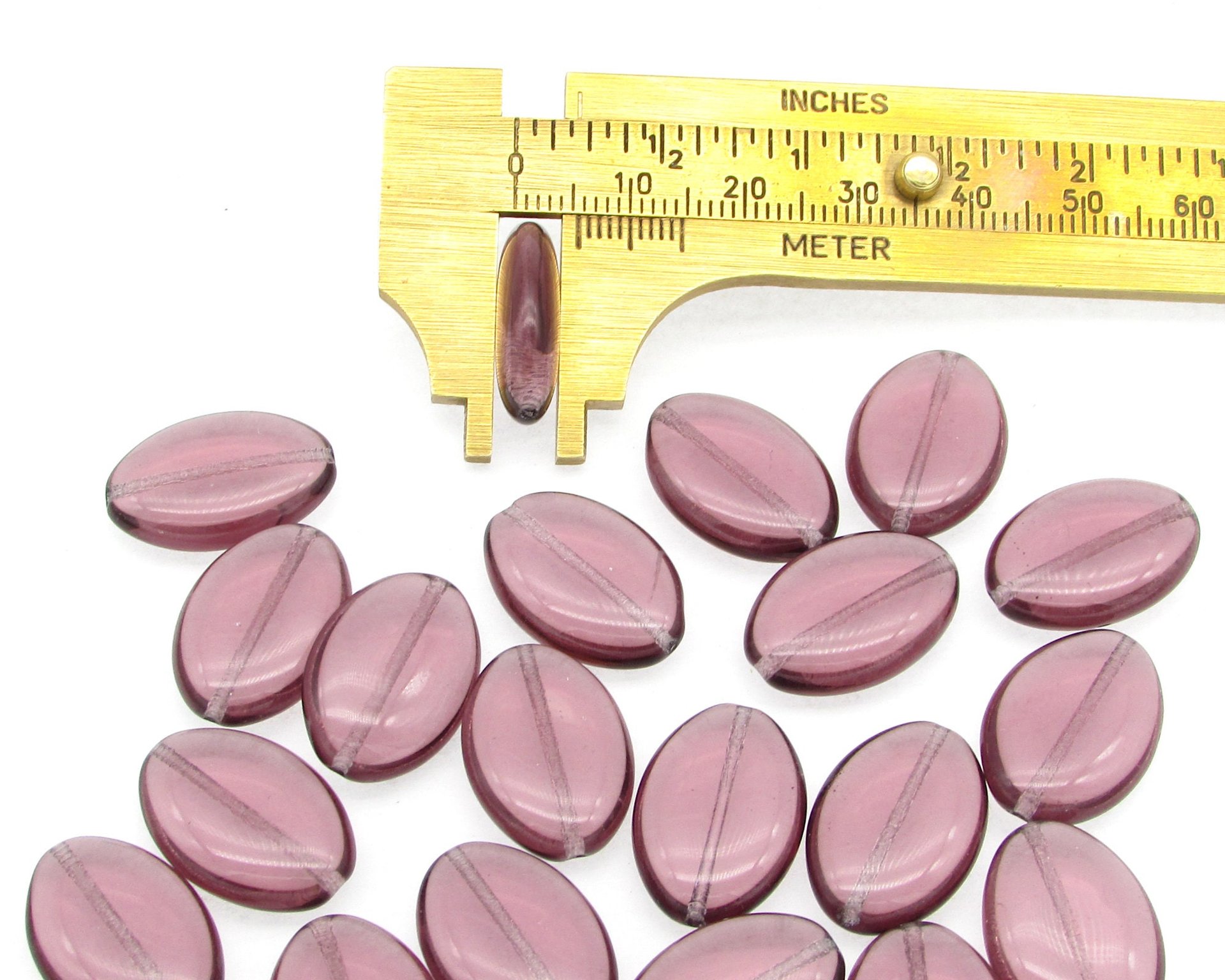 19.5mm Flat Ovals, Translucent Amethyst Czech Glass (20)