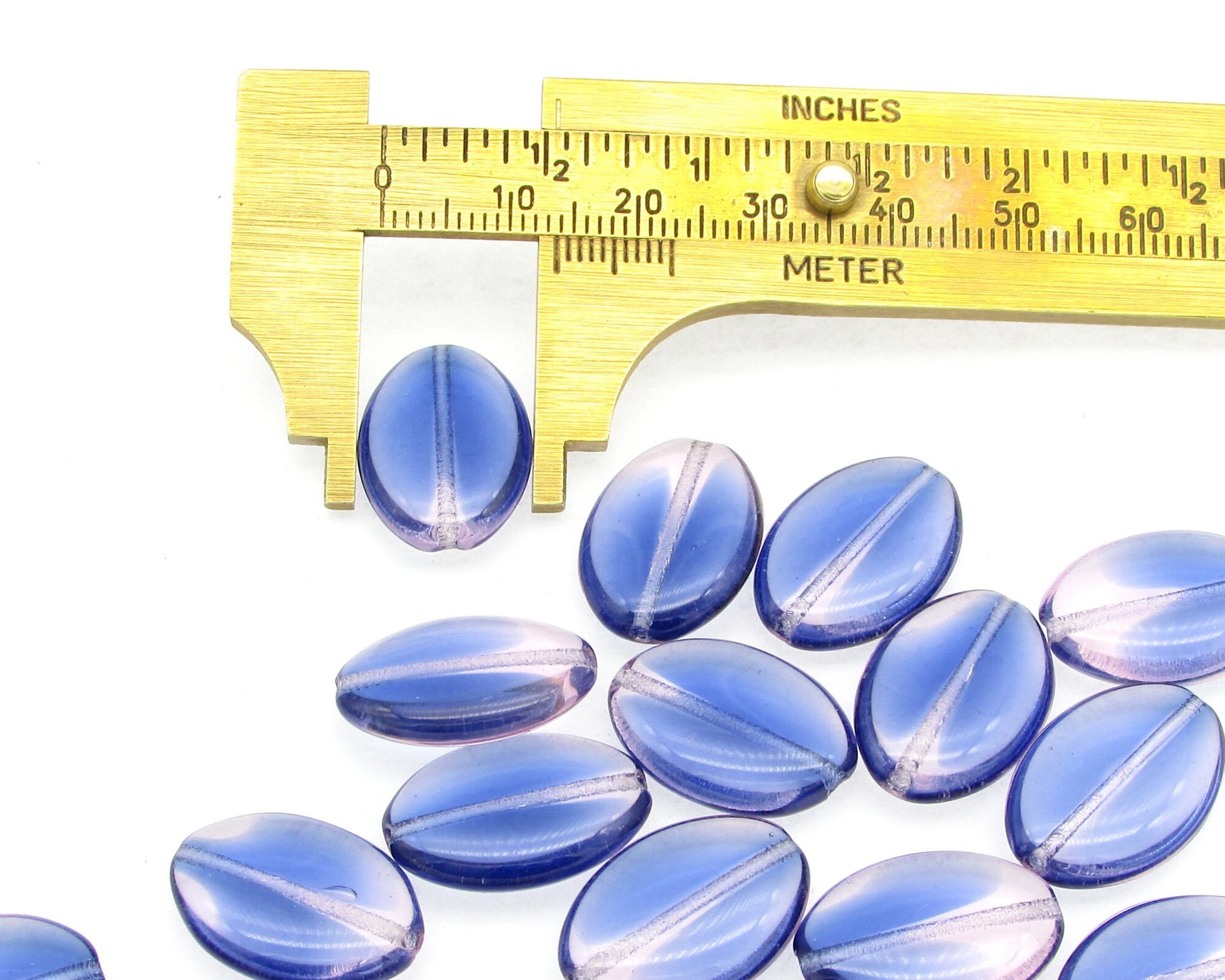 19.5mm Flat Oval Beads, 2-Tone Sapphire and Rosaline