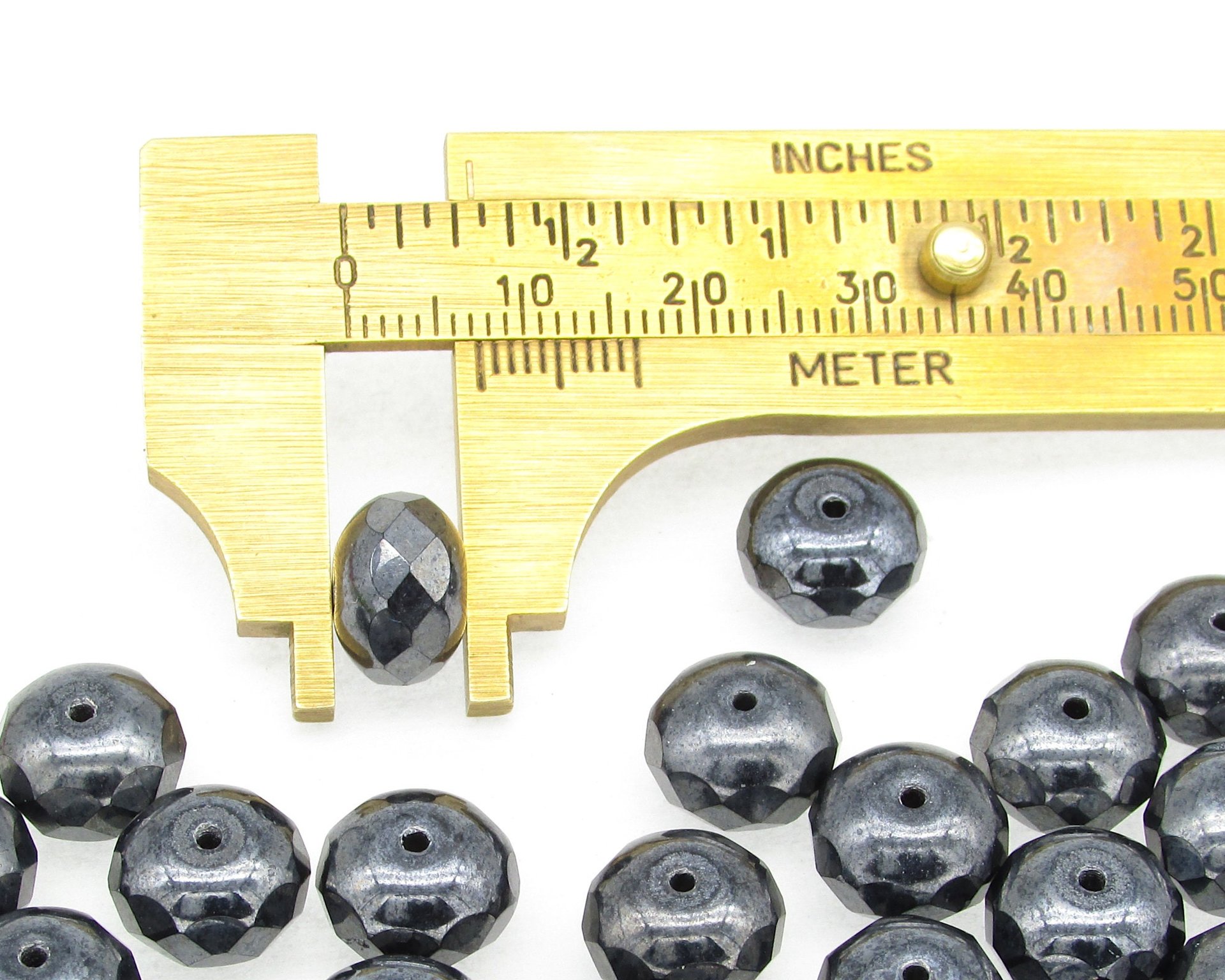 7x10mm Rondelle Faceted, Hematite Dark Gray (30)