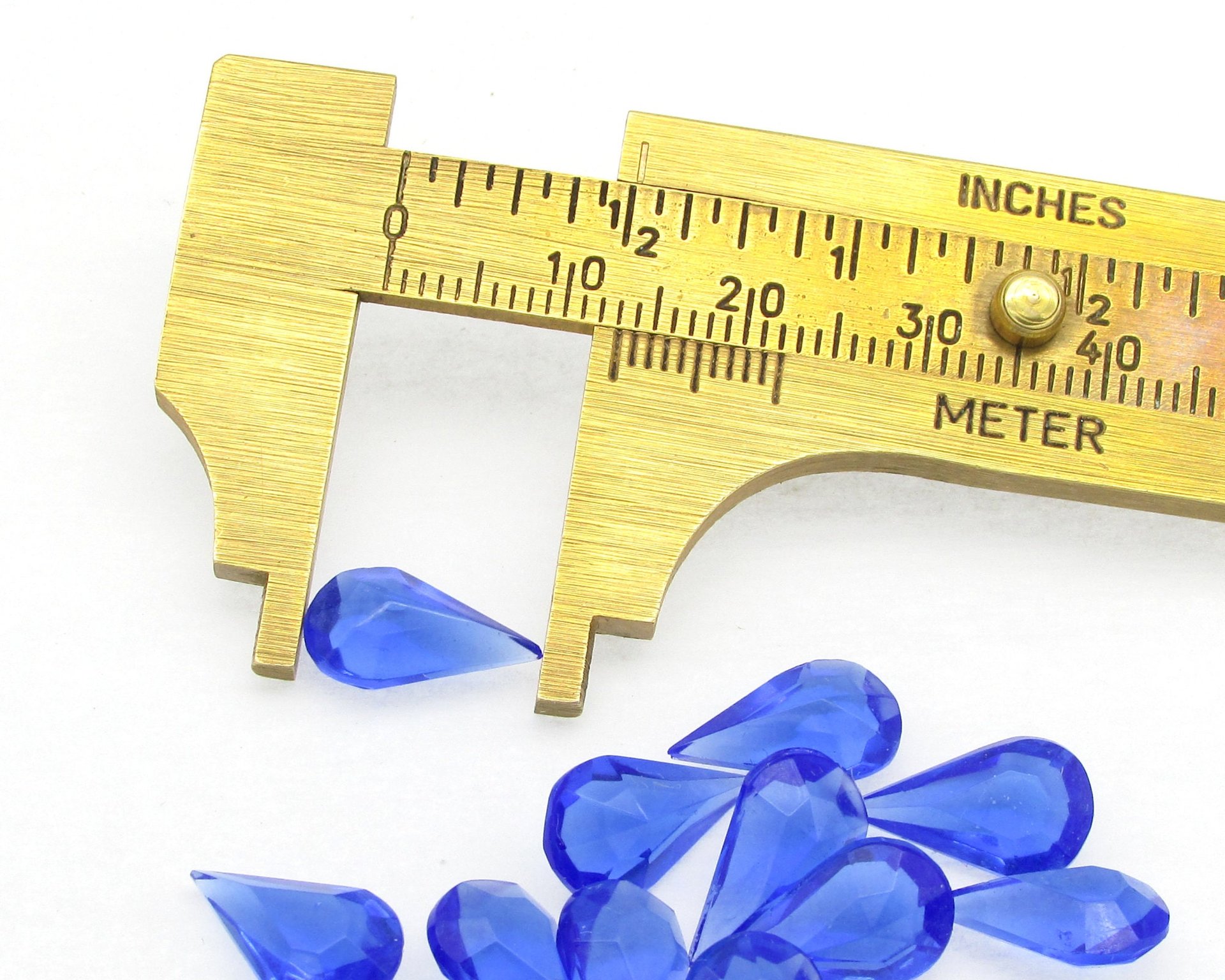 Sapphire Pear Rhinestones, Vintage 13x7.8mm Unfoiled Teardrop Faceted Point Back