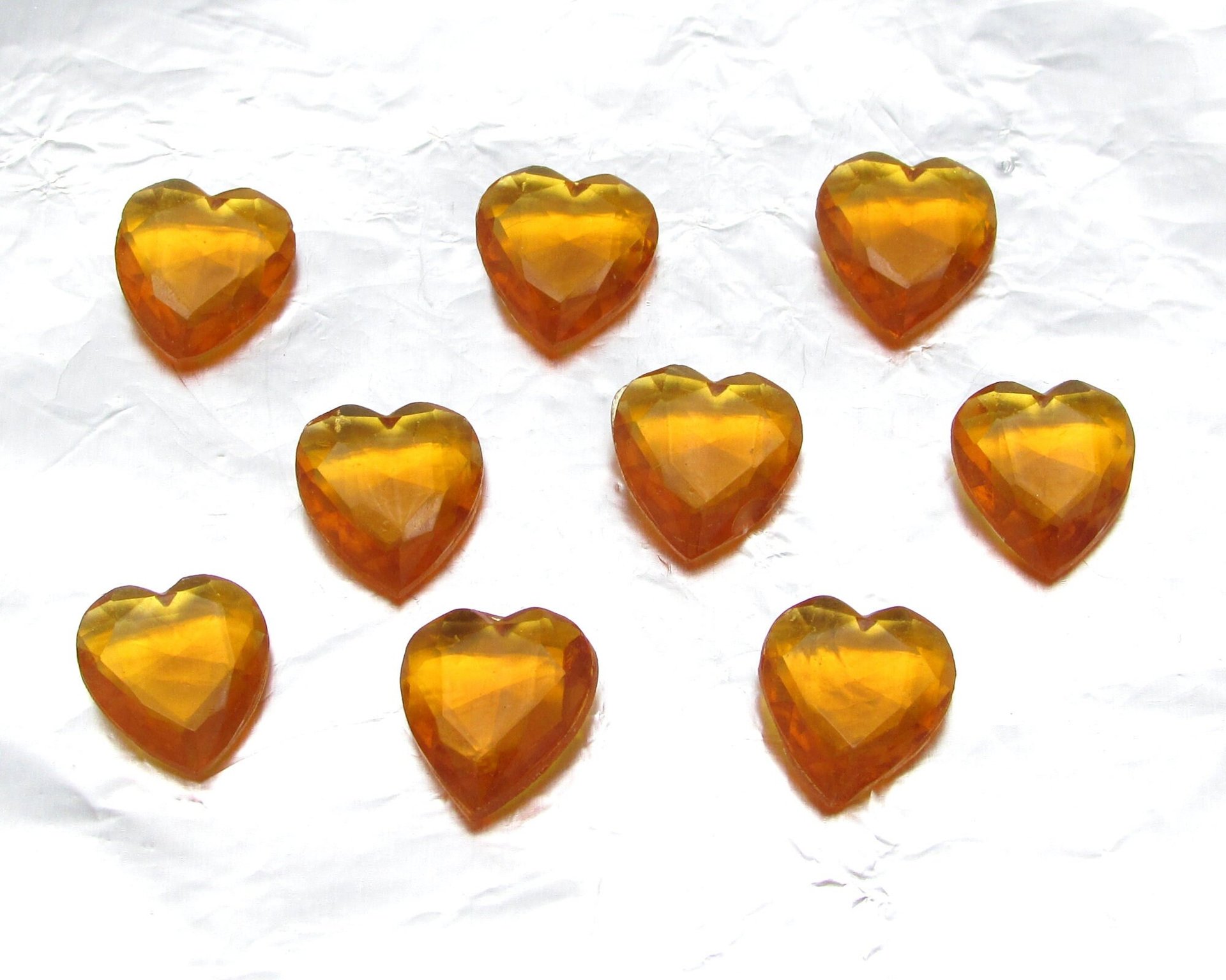 12mm Topaz Heart Rhinestone with Pointed Back, Vintage Glass Stones (9)