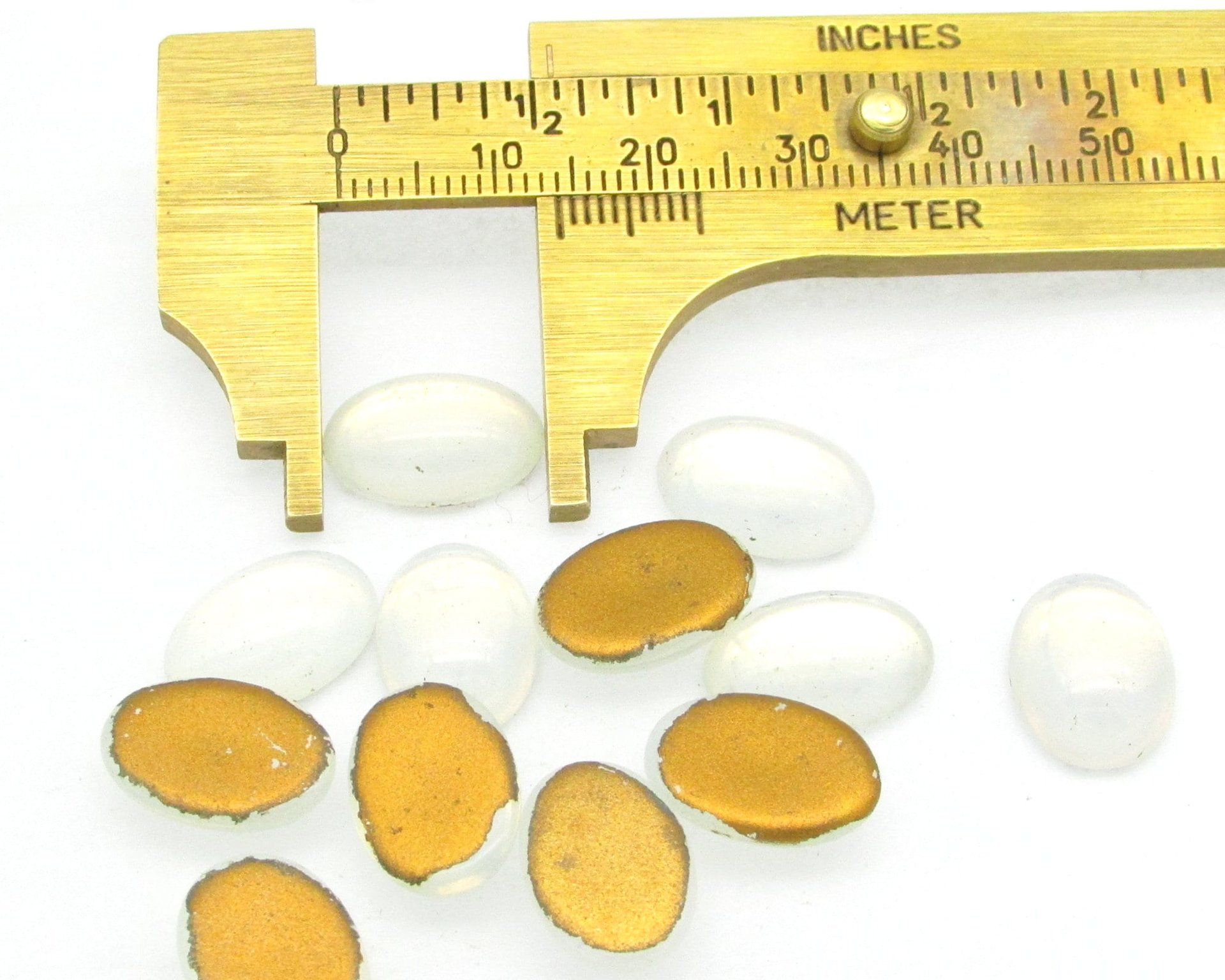 14x10mm Oval Glass Cabochons, Vintage Opaline Flat Back Stones