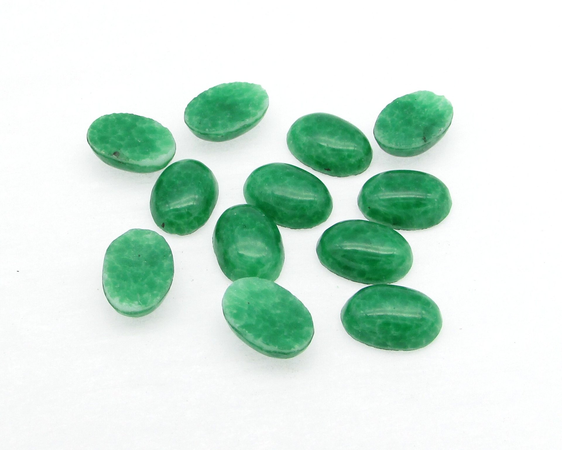 Vintage 14mm Oval Opaque Jade Glass Cabochons