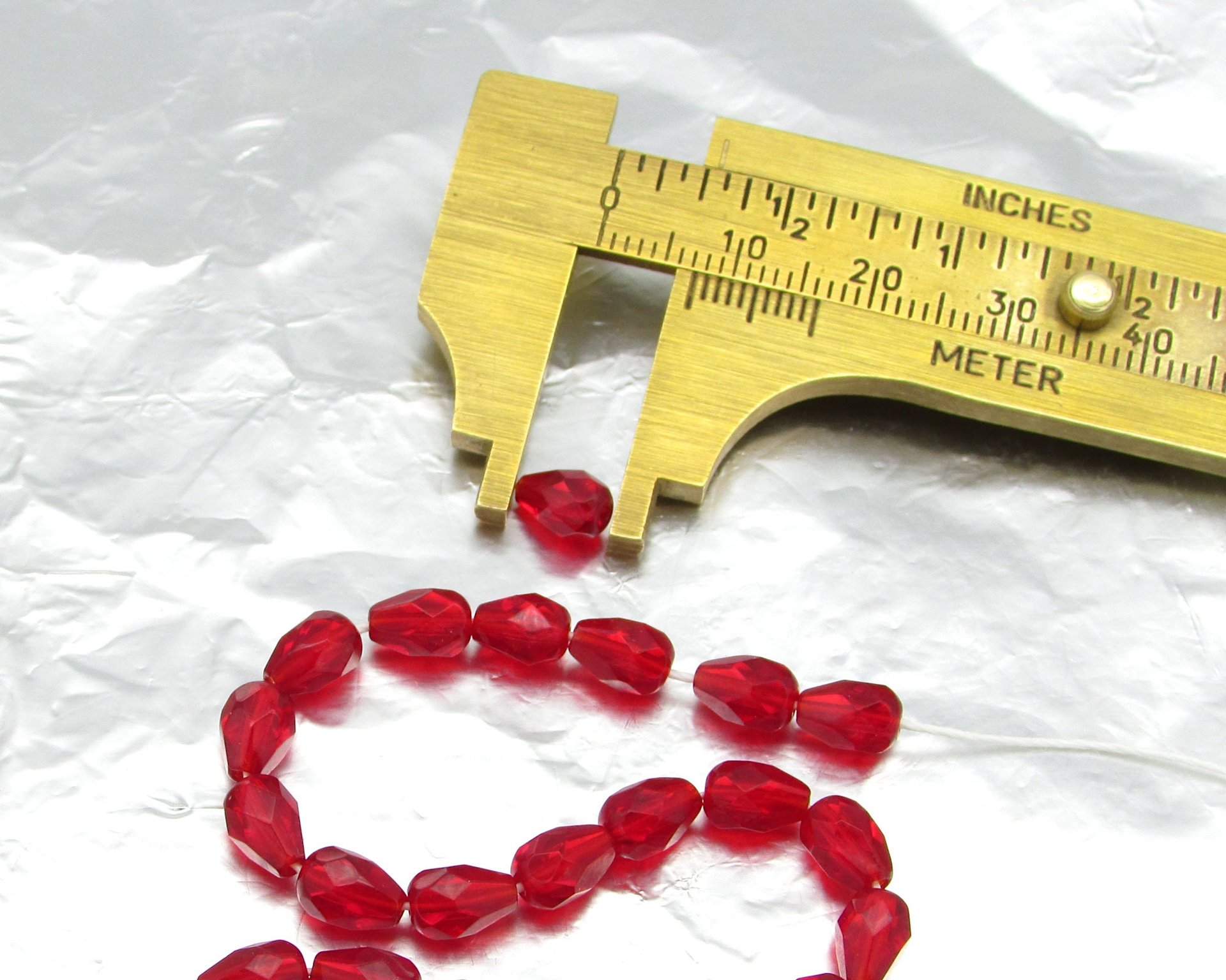 Siam Ruby 7x5mm Faceted Teardrop Beads