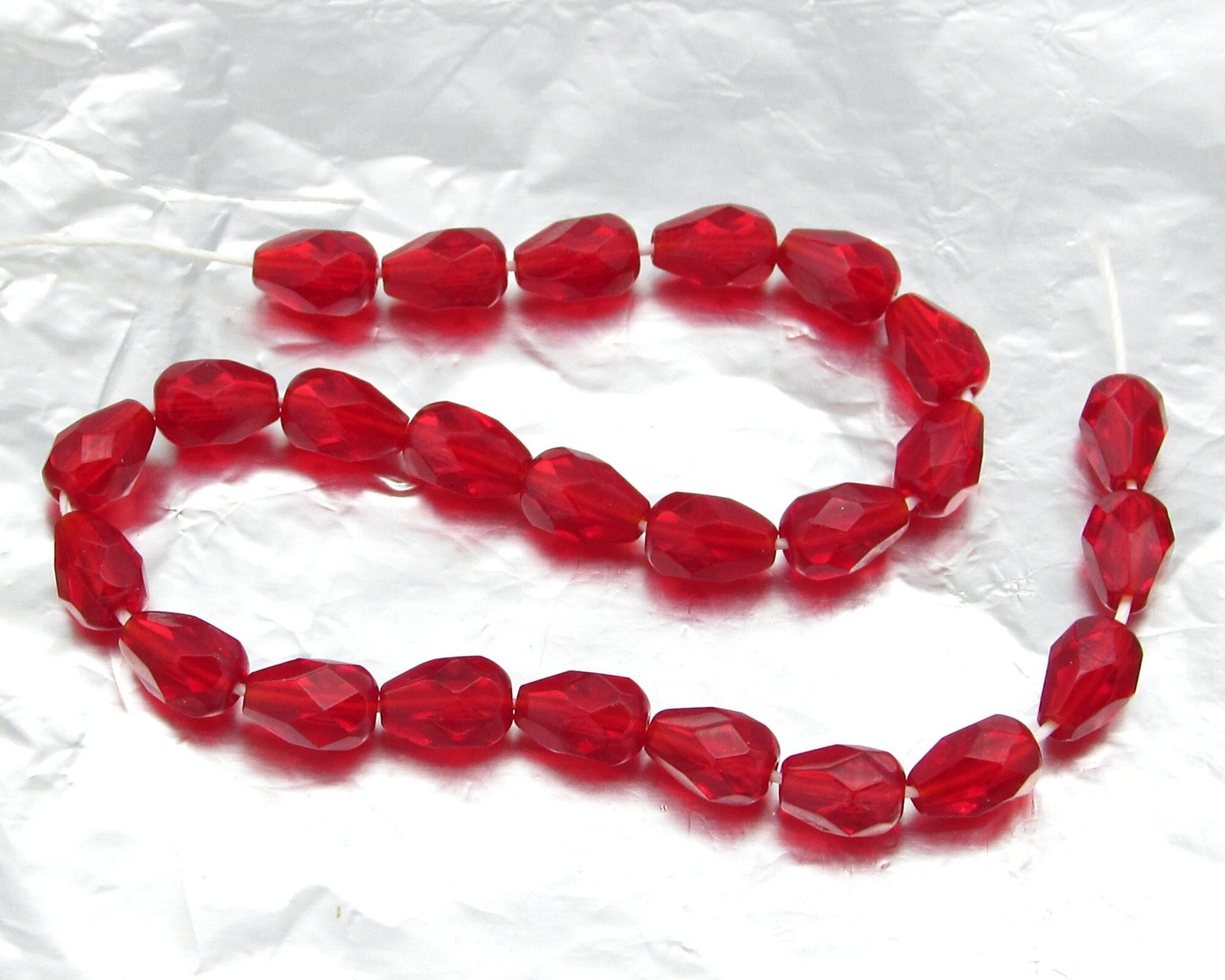 Siam Ruby 7x5mm Faceted Teardrop Beads