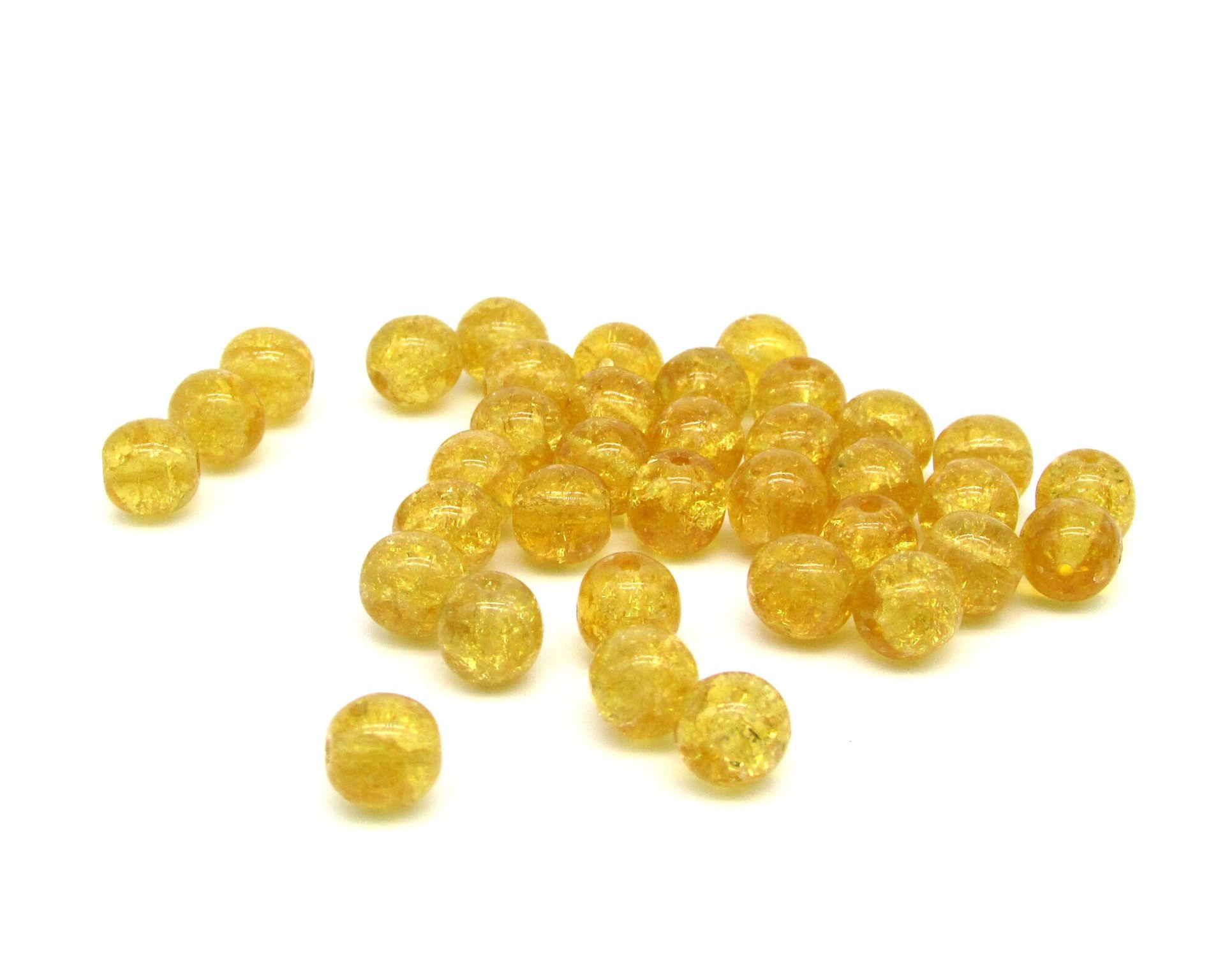 8mm Round Crackle Beads, Translucent Czech Glass Druks, Assorted Colors