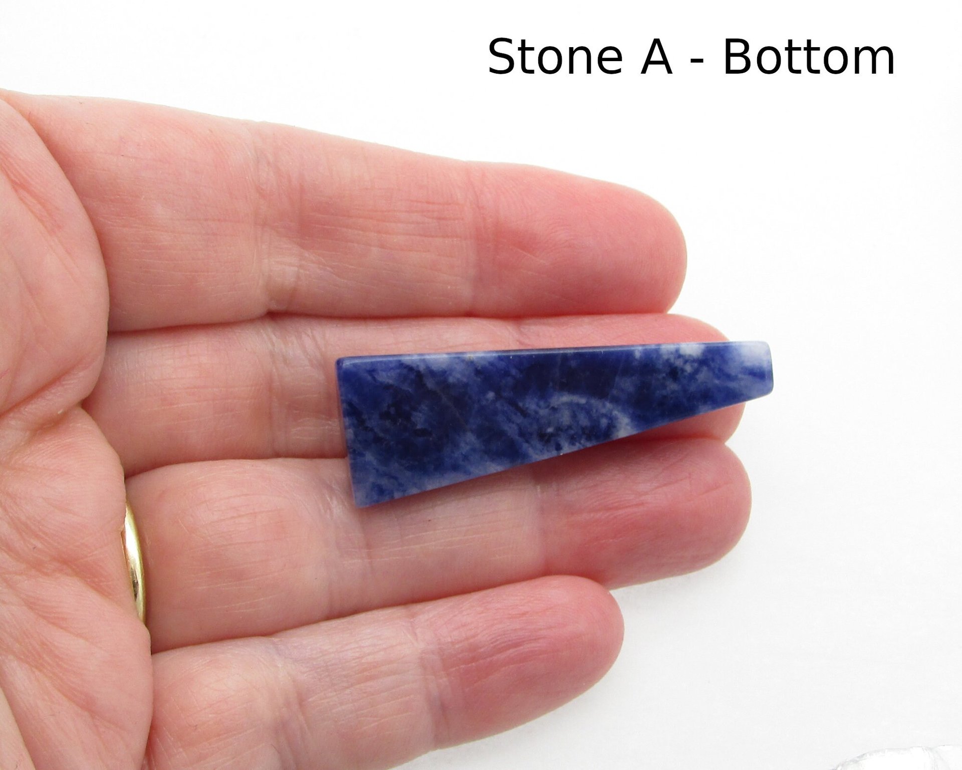 Long Tetrahedral Cabochon, Half-Drilled Triangle, 21.45ct Natural Sodalite