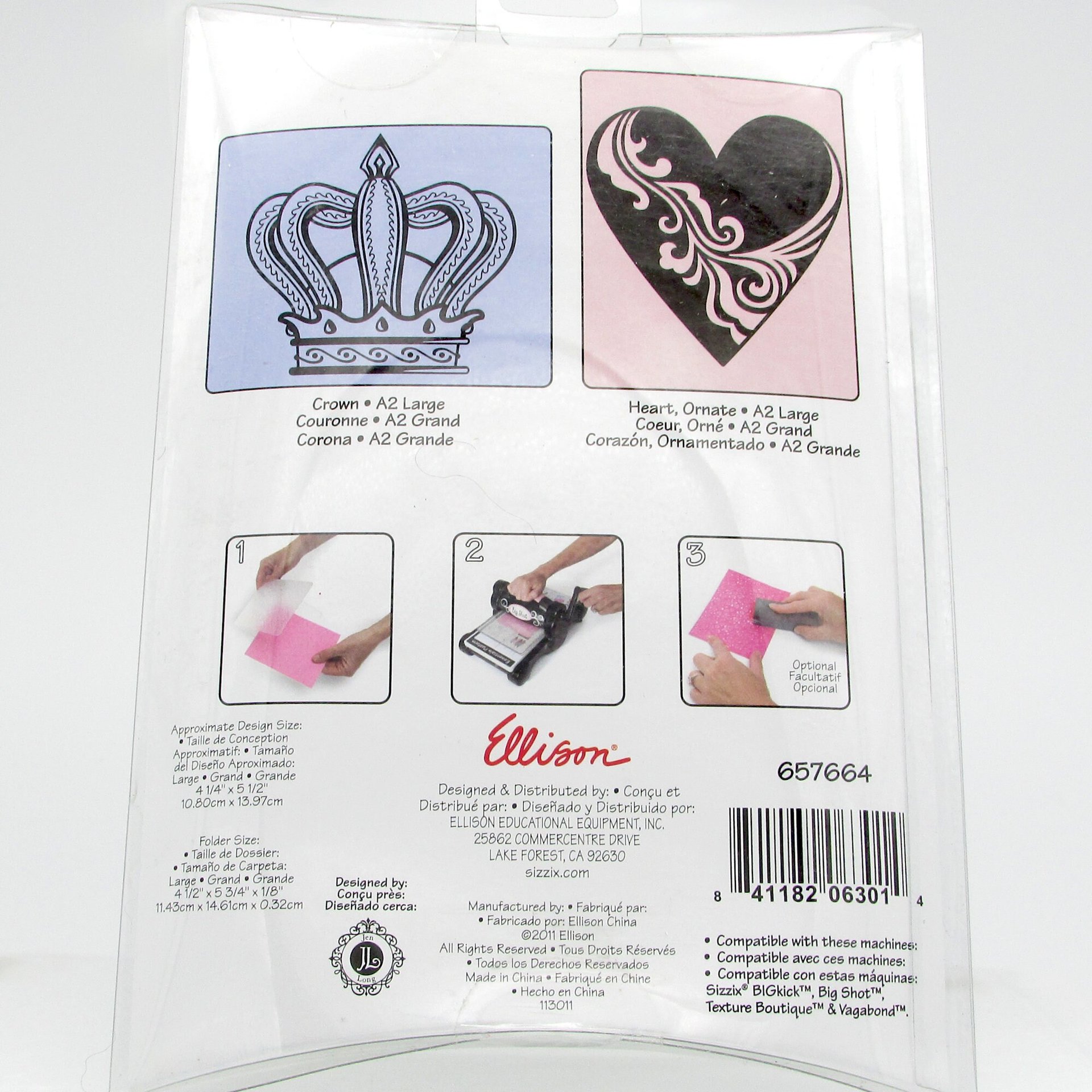 A2 Embossing Folder Sets of 2 Sizzix Textured Impressions