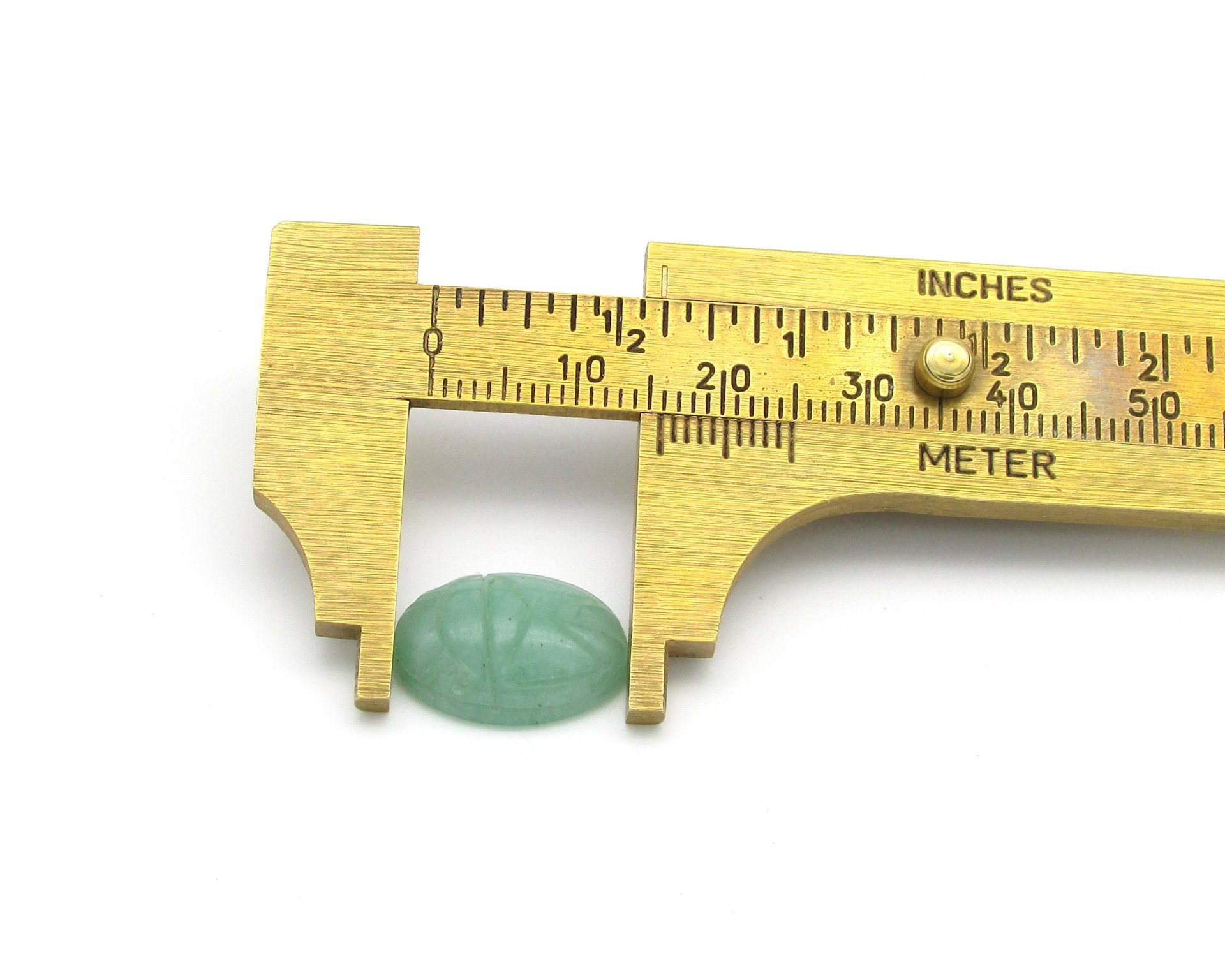 Nephrite Jade Oval Cabochon, Carved Scarab 16x12x5.3mm 6.9ct