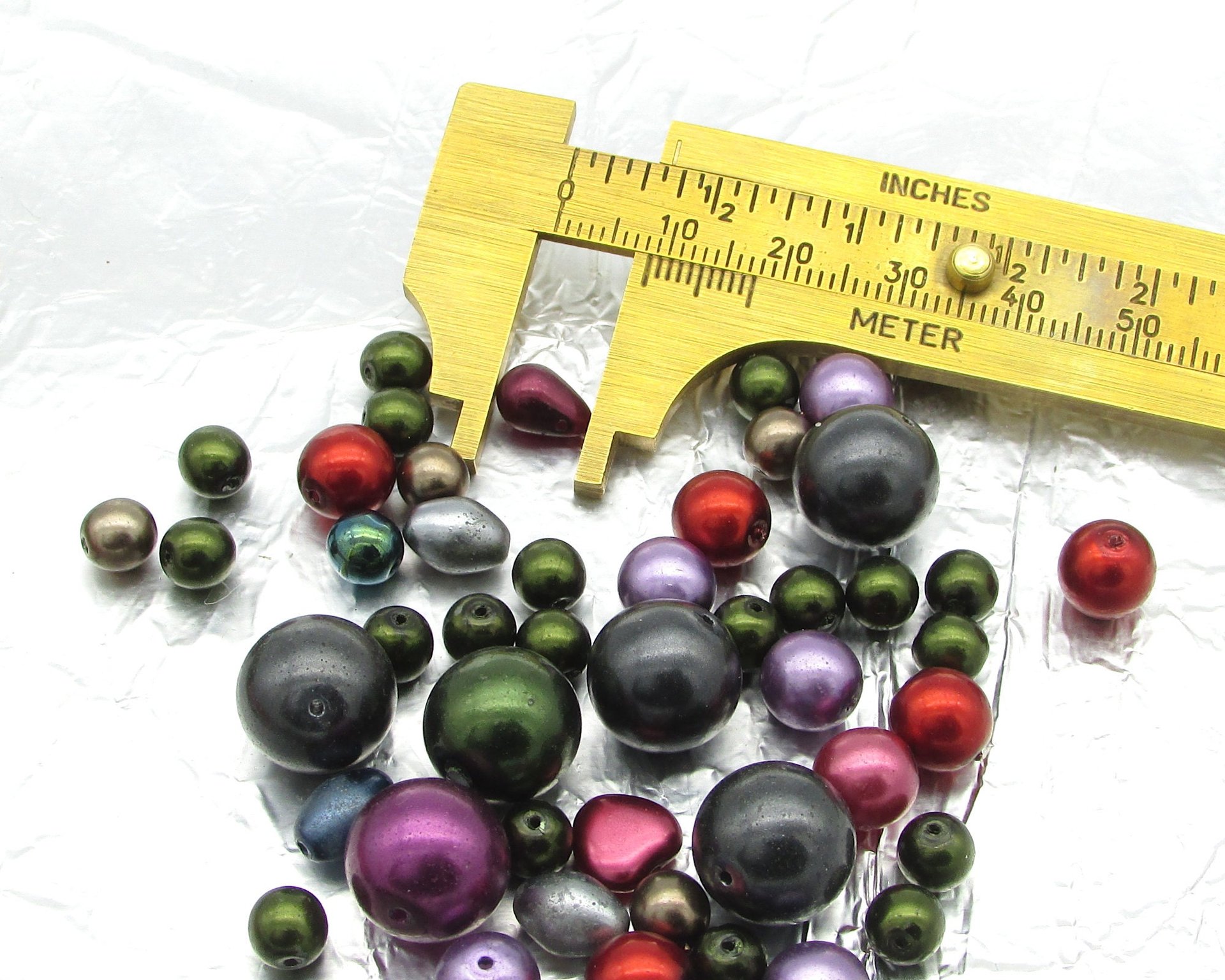 Dark Czech Glass Faux Pearl Mix