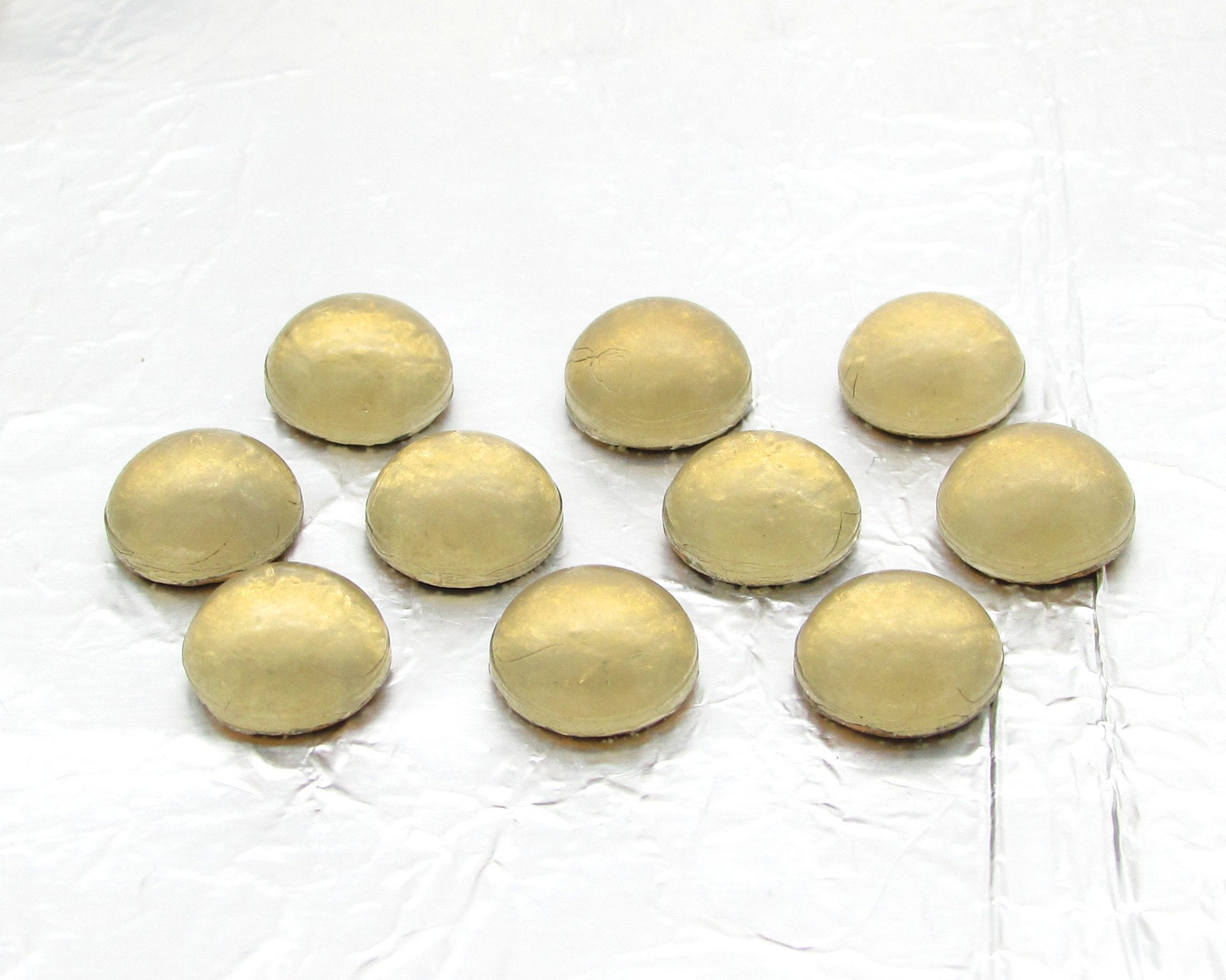 10mm Round Cabochons, Vintage Foiled Light Topaz Glass Gems