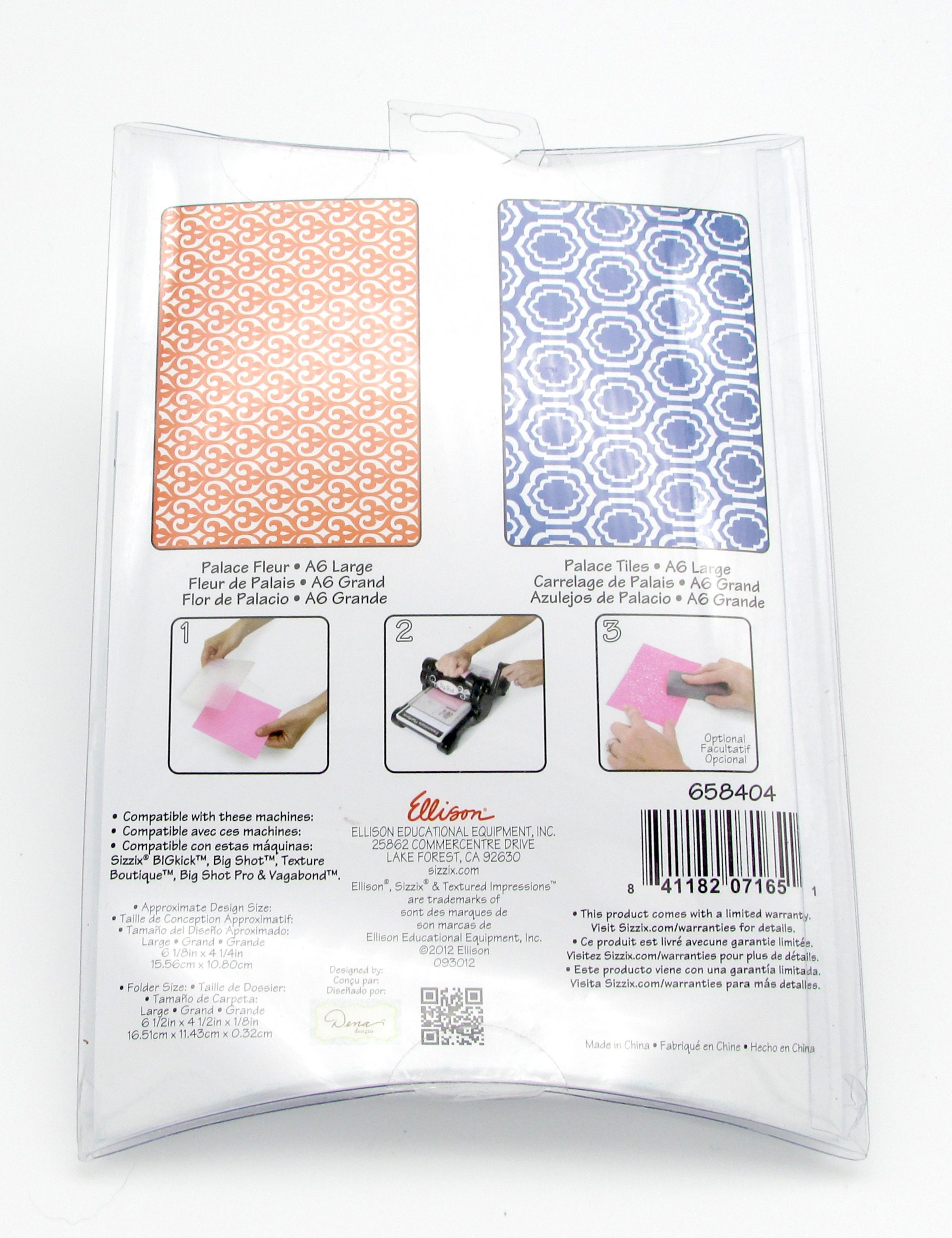 A6 Embossing Folders Sizzix Textured Impressions Palace Set of 2, Discontinued Designs New in Package