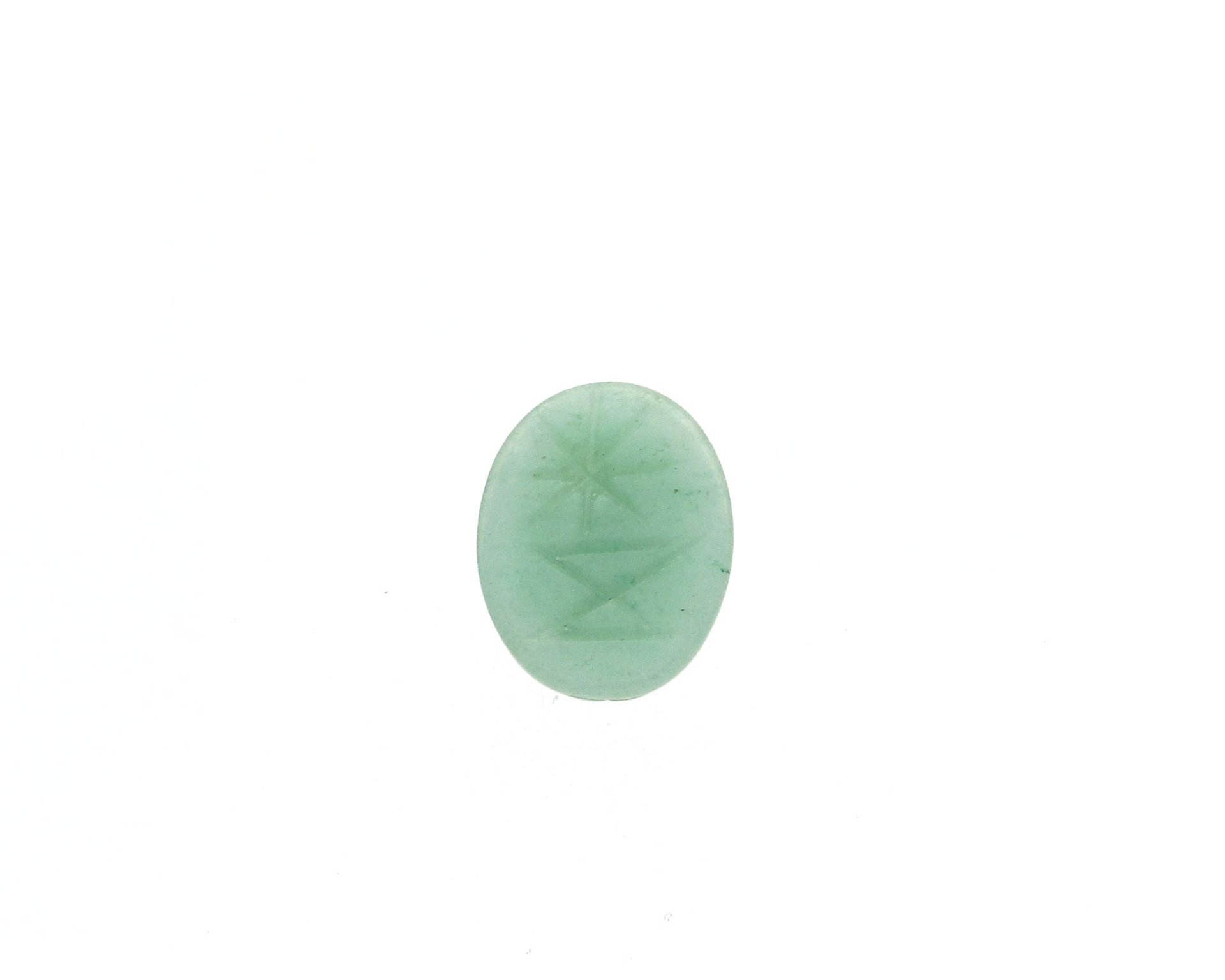 Nephrite Jade Oval Cabochon, Carved Scarab 16x12x5.3mm 6.9ct