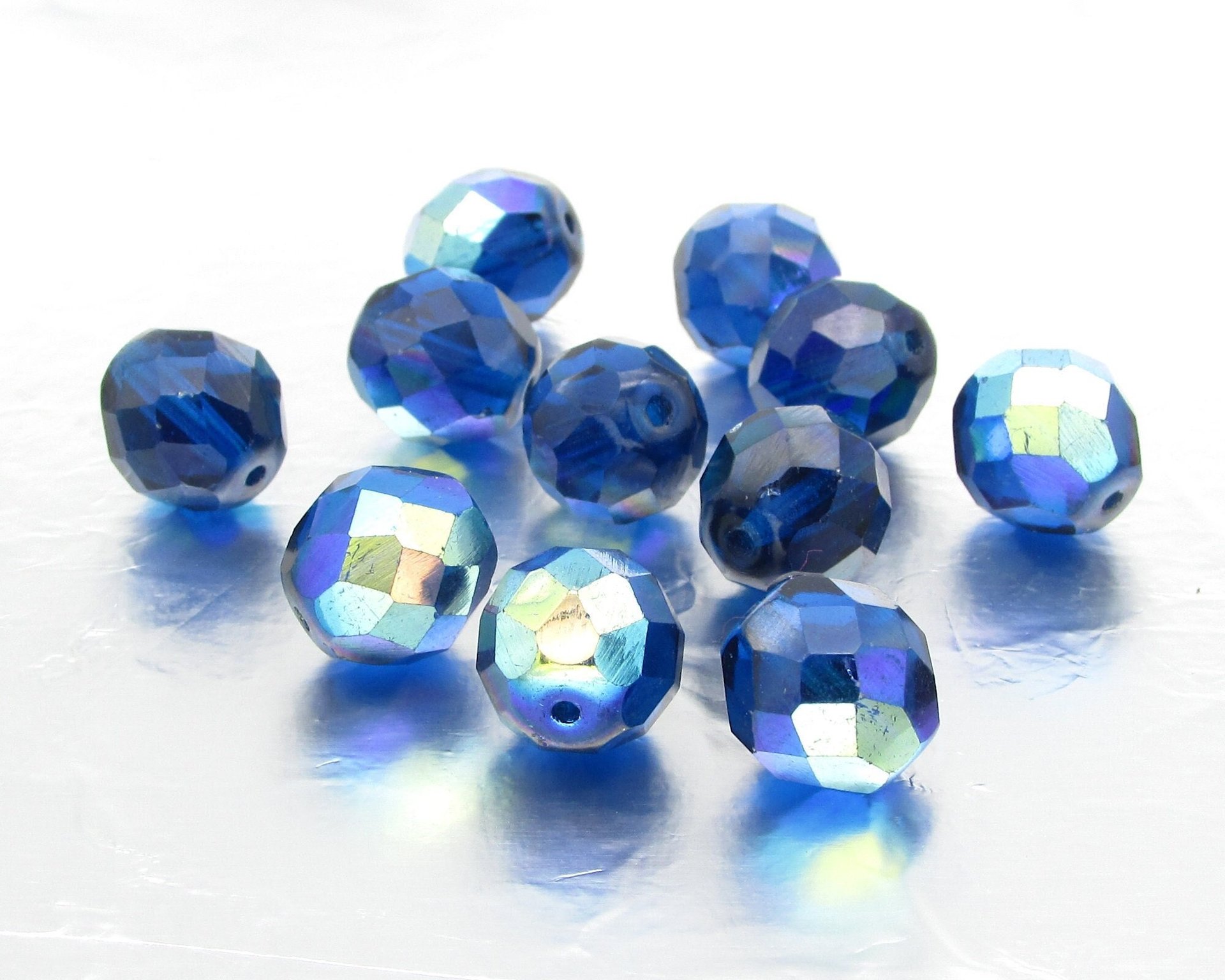 Cobalt AB 12mm Faceted Round Beads
