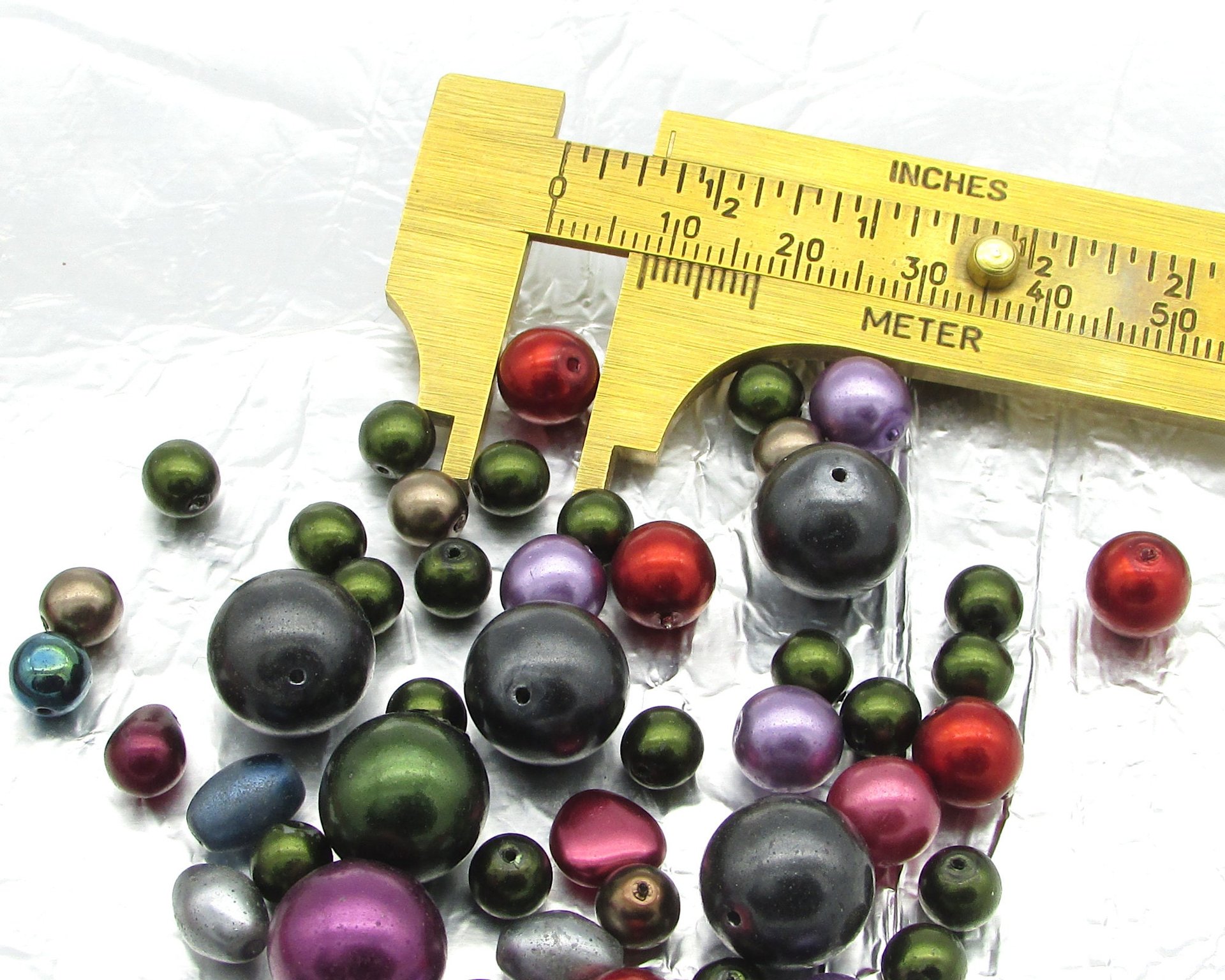 Dark Czech Glass Faux Pearl Mix