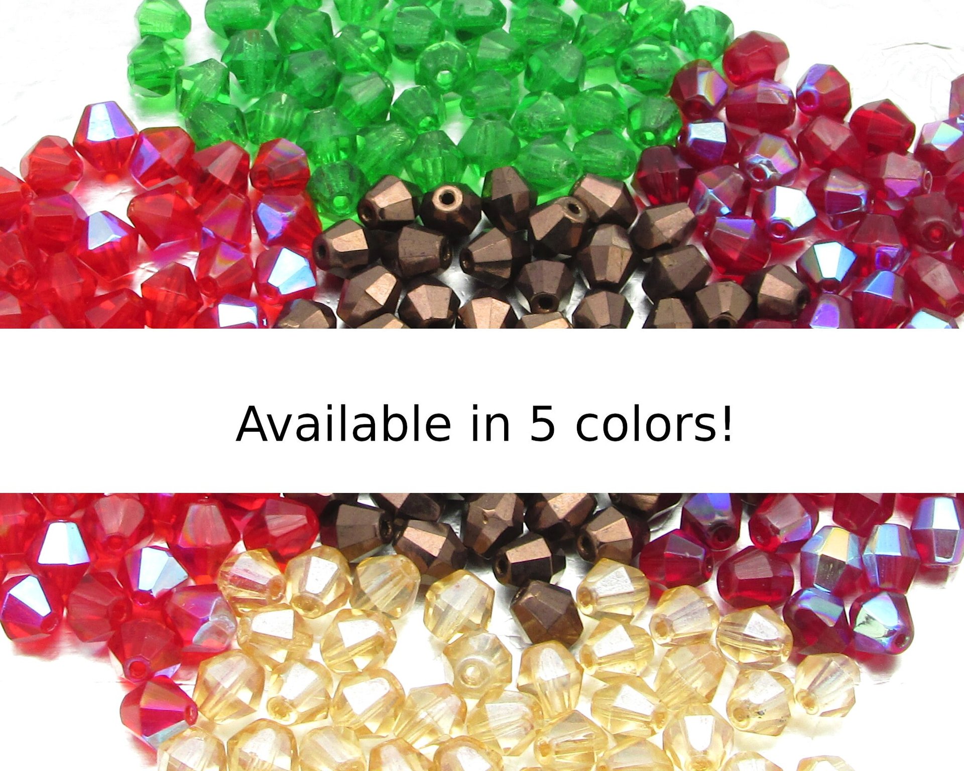 Vintage 6mm Siam AB Faceted Bicones
