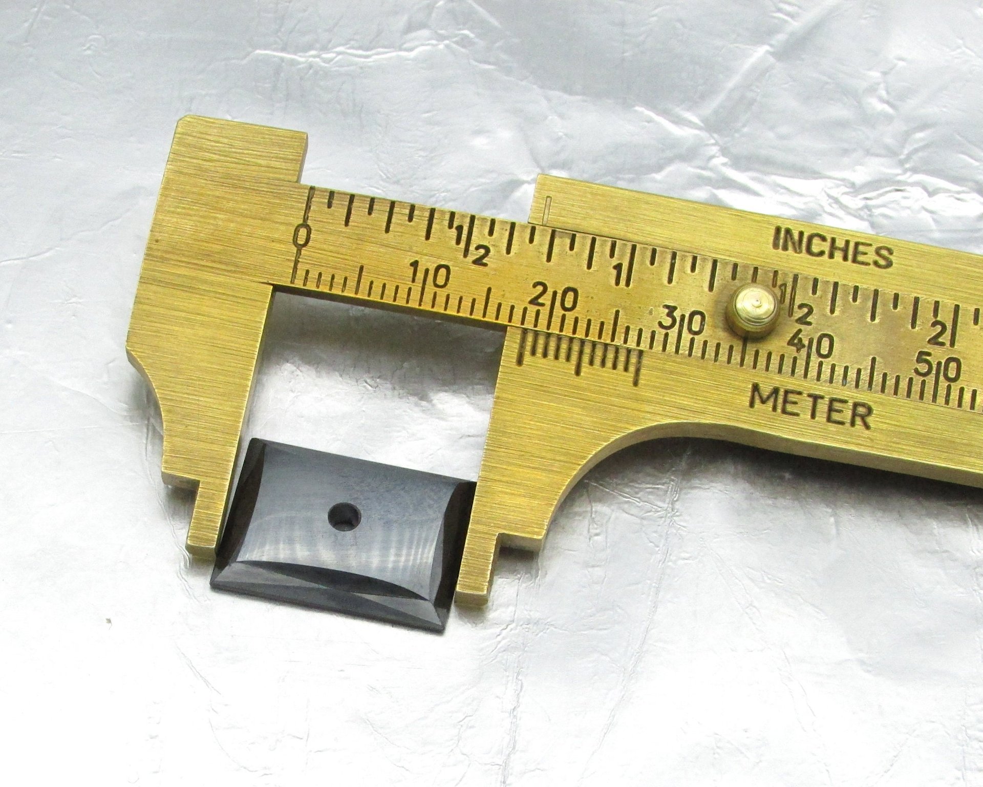 Hematite 18x13mm Rectangle Cabochon with Center Hole