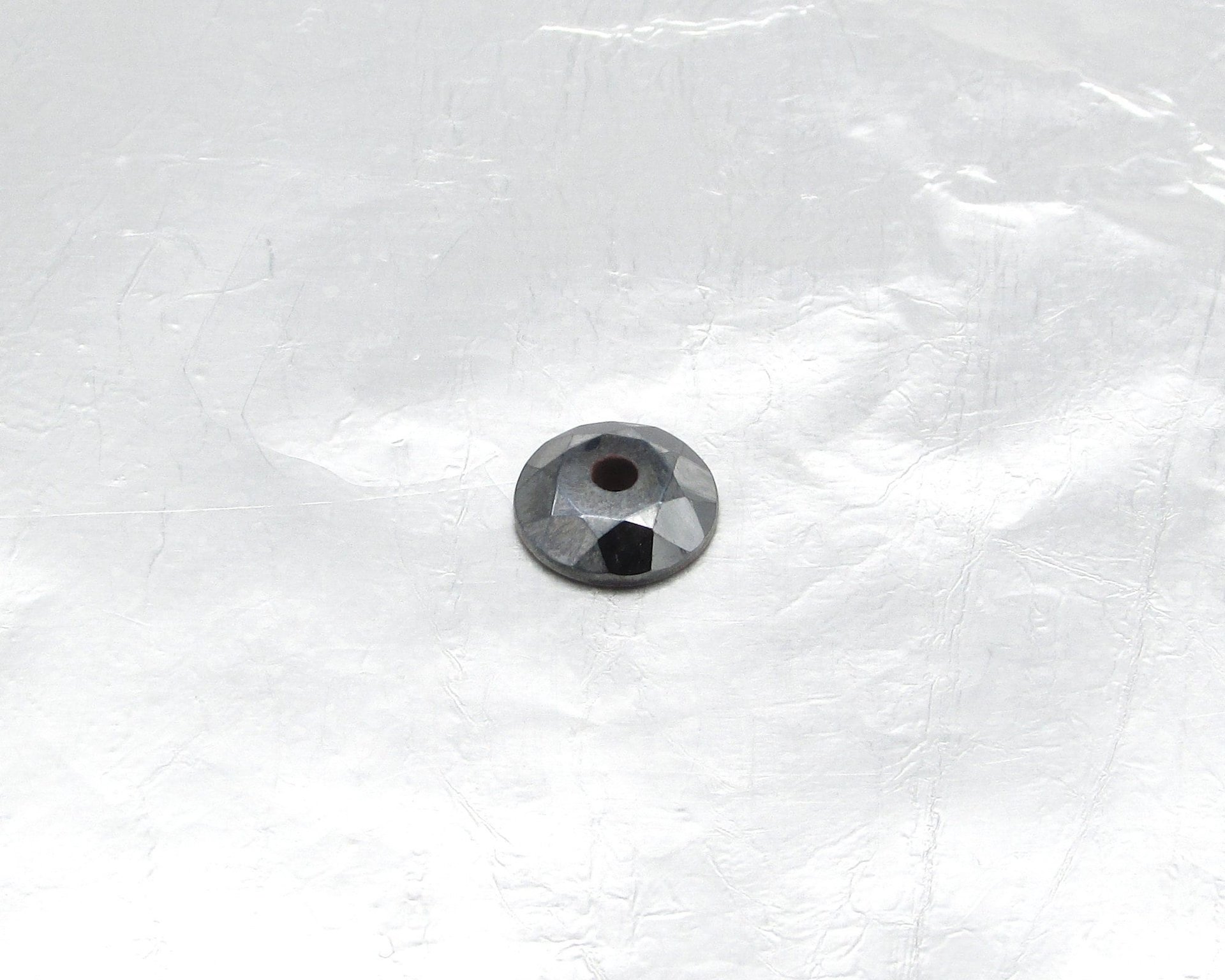 Hematite 11mm Round Faceted Cabochons with Center Hole
