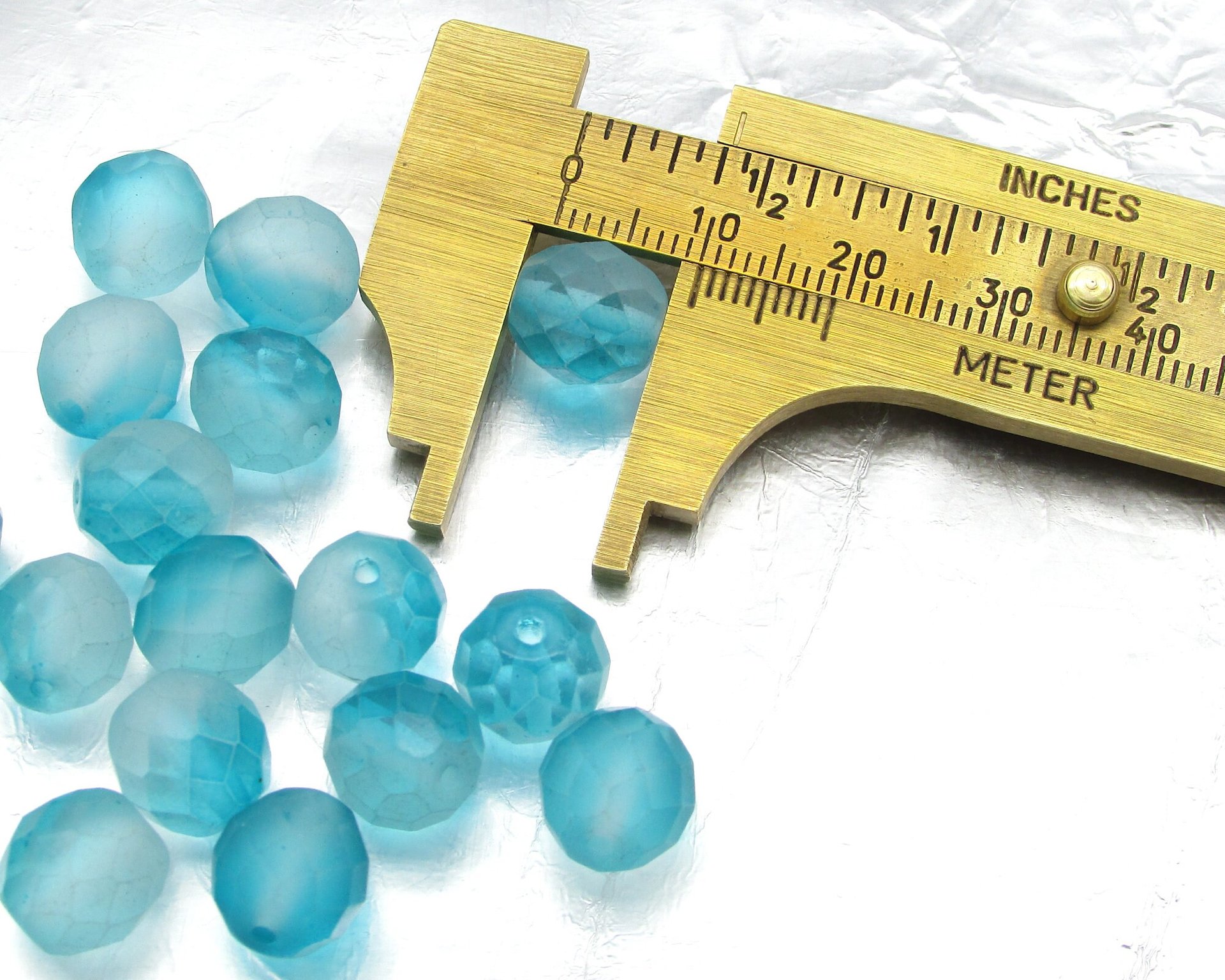 10mm Aqua Two-Tone Czech Fire Polished Beads (20)