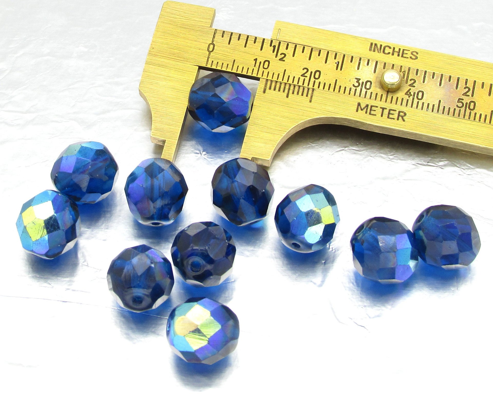 Cobalt AB 12mm Faceted Round Beads