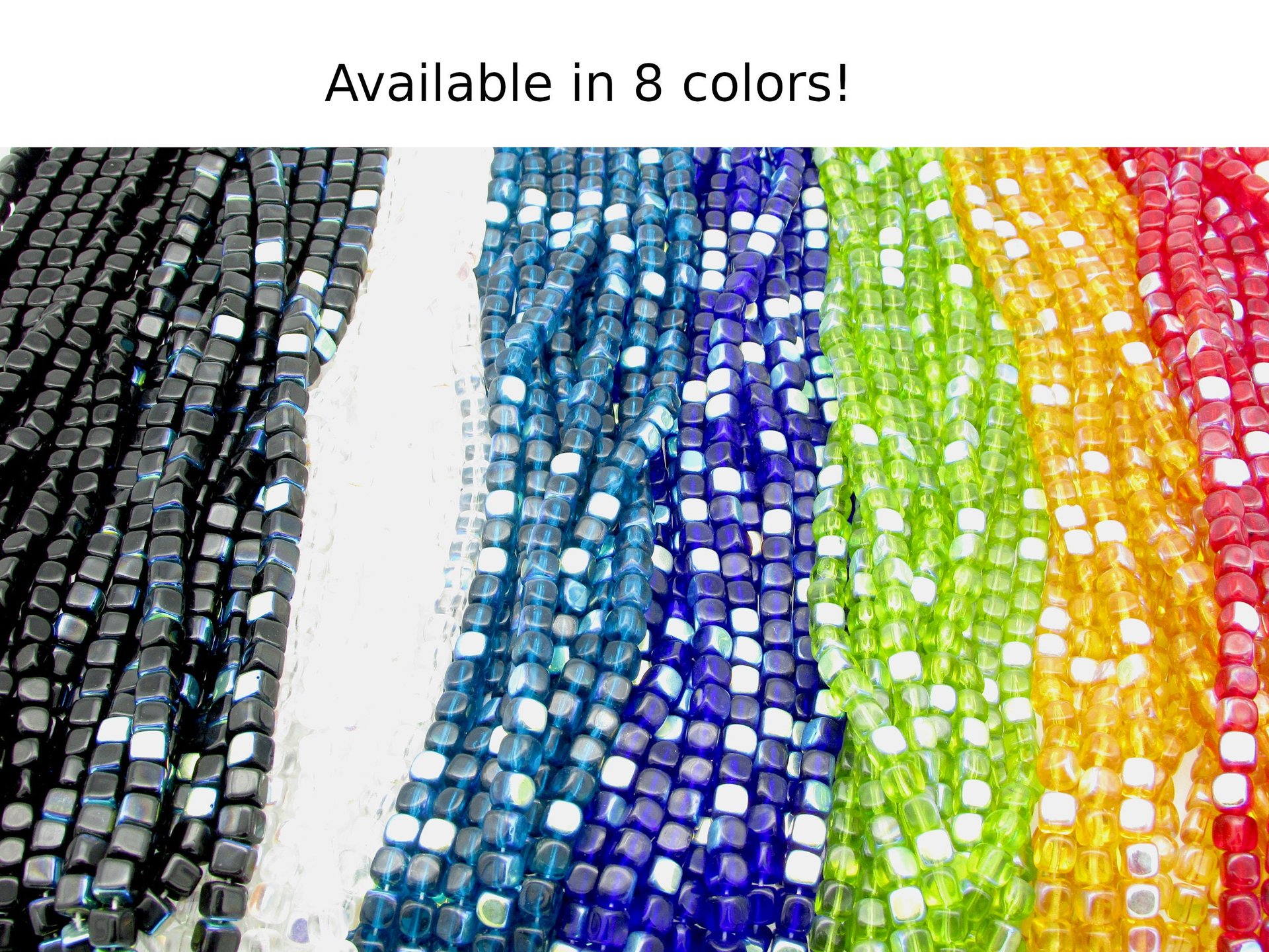 5mm Cubes, Jet AB Small Czech Pressed Glass Beads