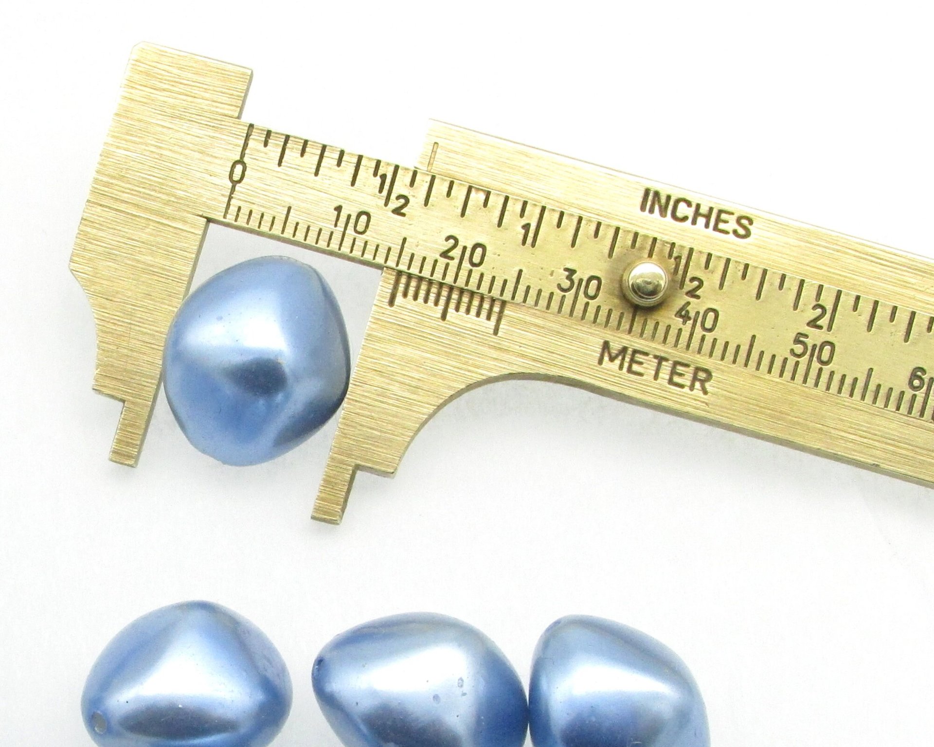 18mm Bicone Beads, Light Sapphire Blue Vintage Plastic Pearls
