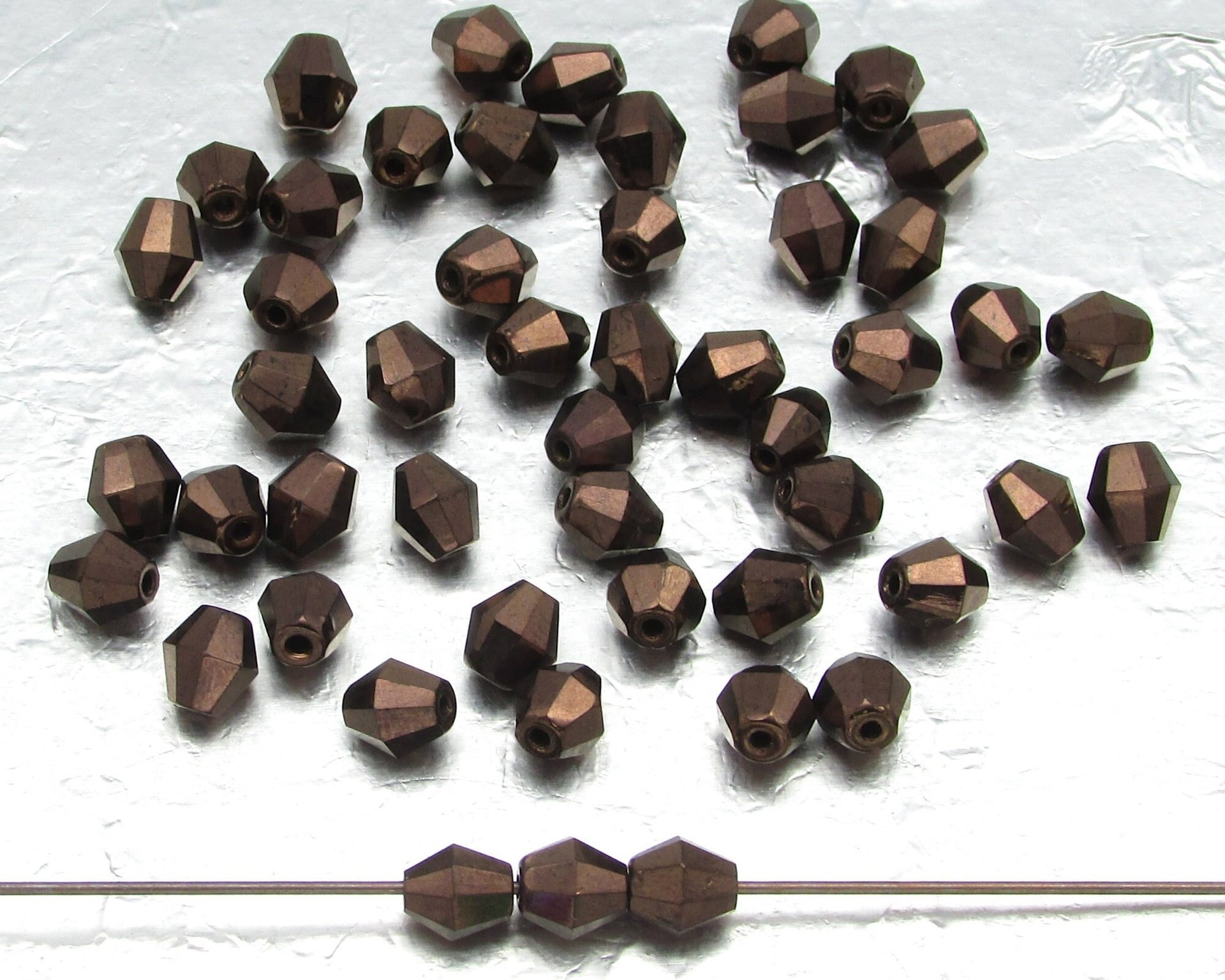 Vintage Faceted Bicones, 6mm Metallic Bronze