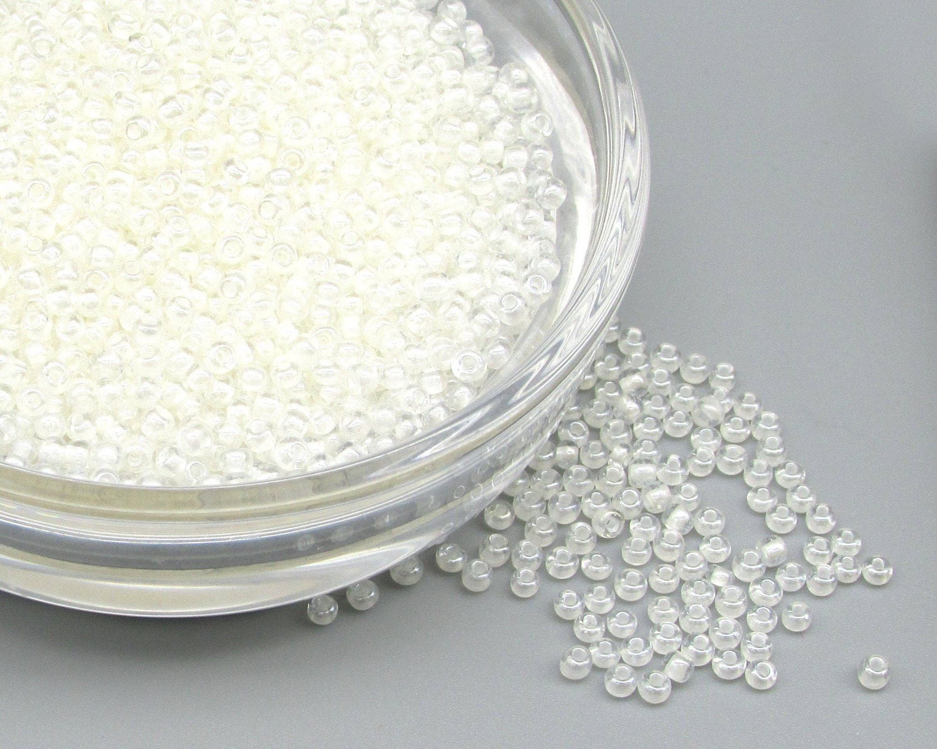 11/0 Clear Seed Beads, White Lined