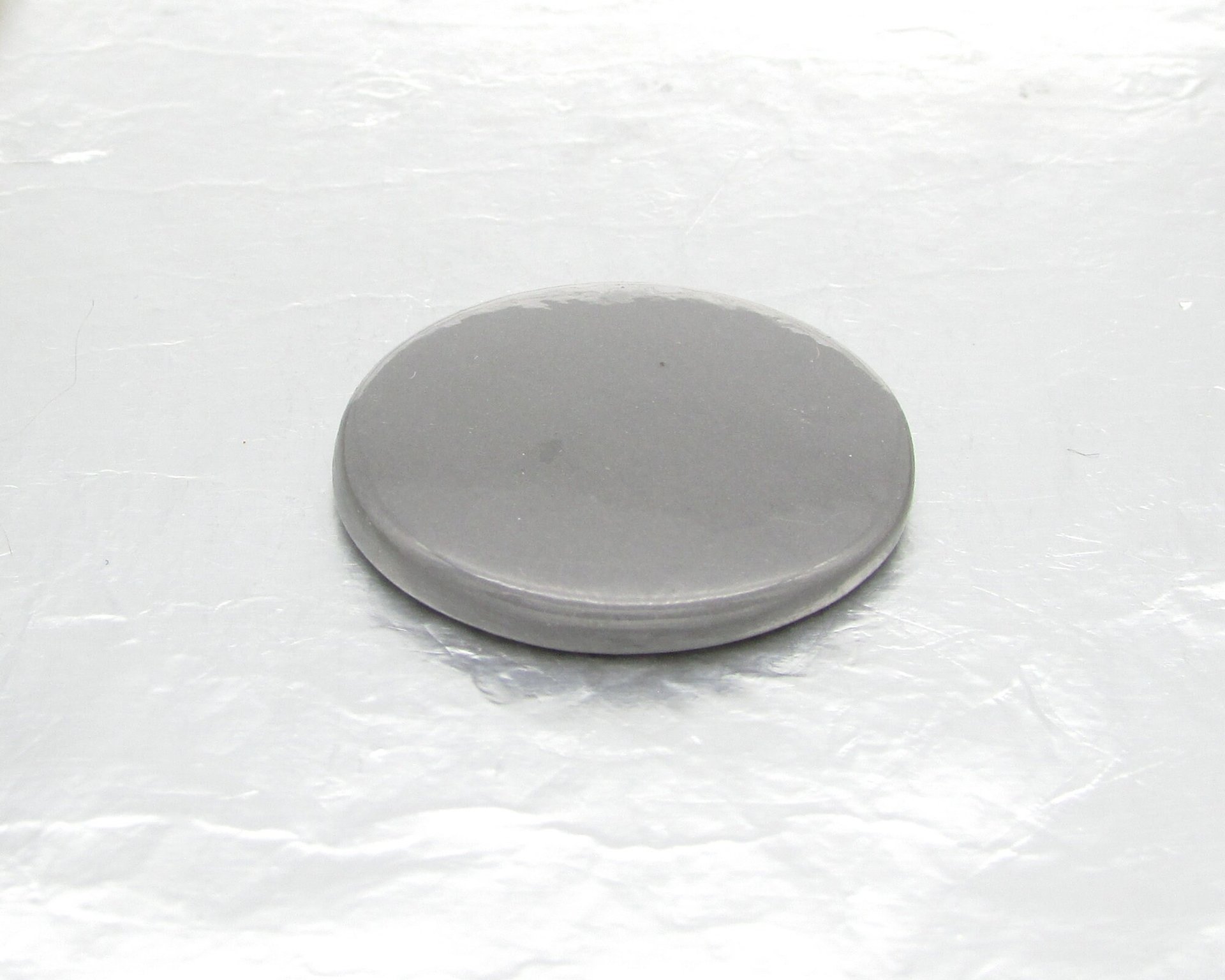 Vintage 32.5mm Porcelain Cabochon, Low Dome Opaque Gray Glazed Ceramic Blank