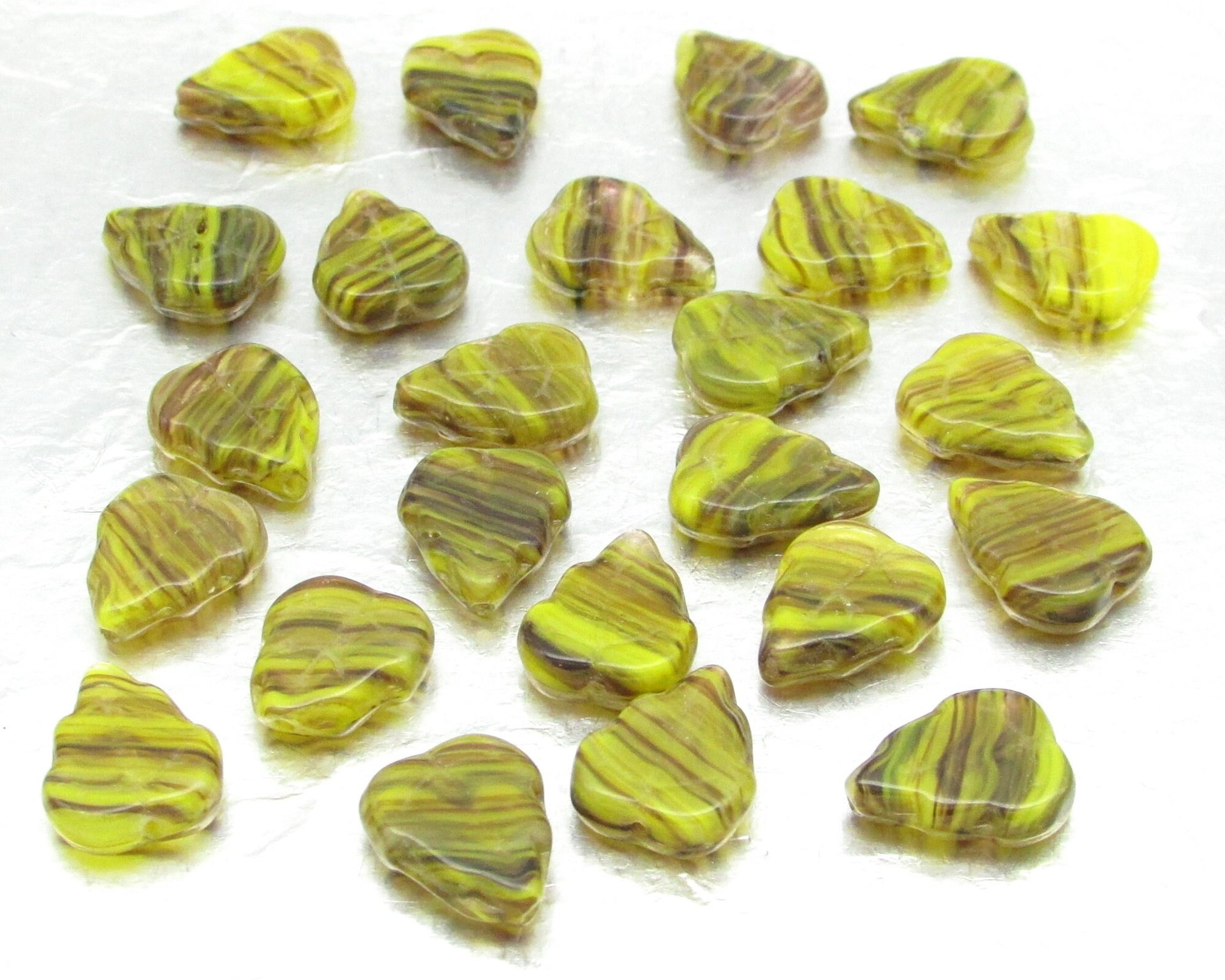 Flat Leaf Beads, 12x10mm Two-Tone Czech Pressed Glass for Charms and Pendants