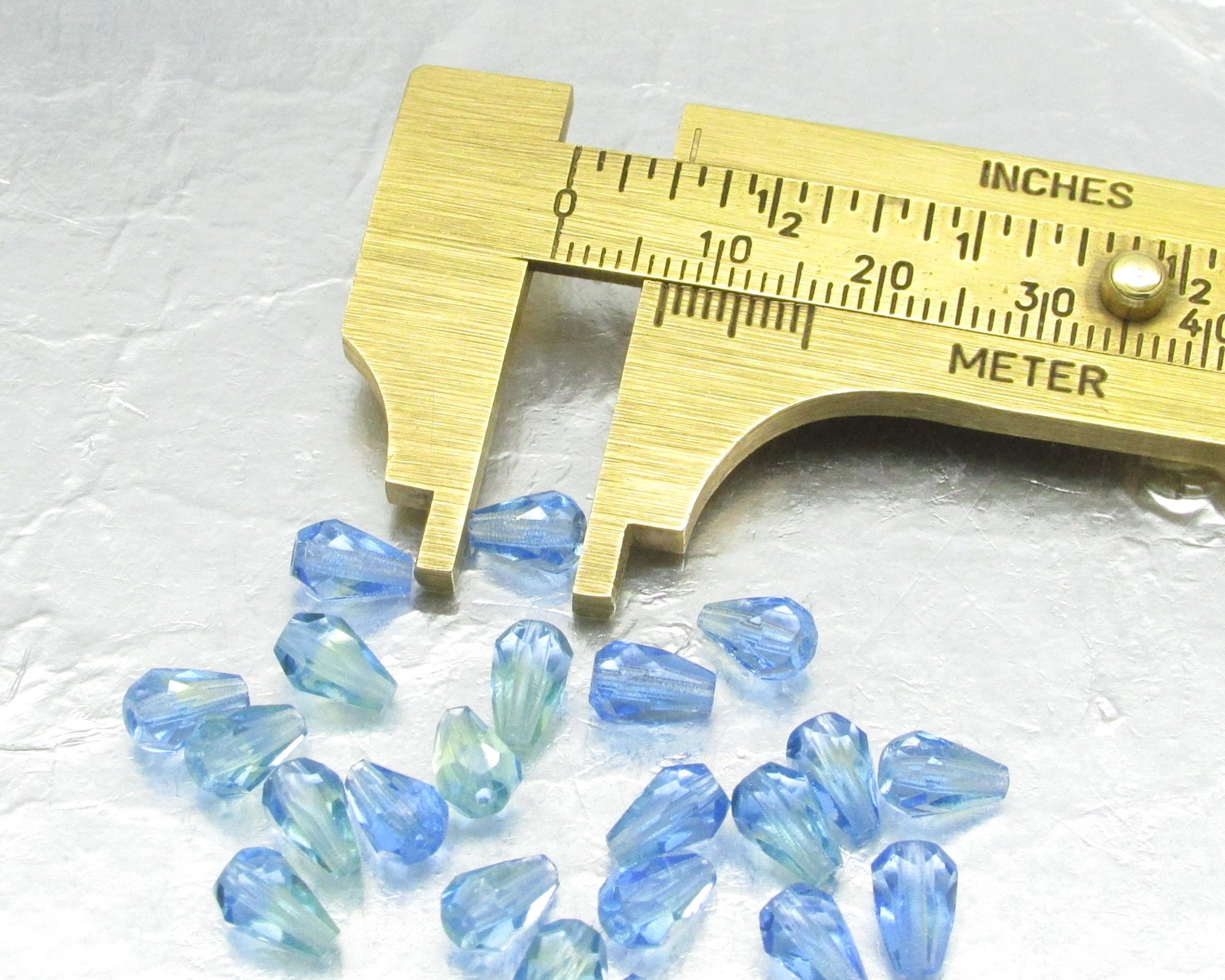 7x5mm Faceted Teardrop Beads, 2-Tone Blue and Green Czech Fire Polished Pears
