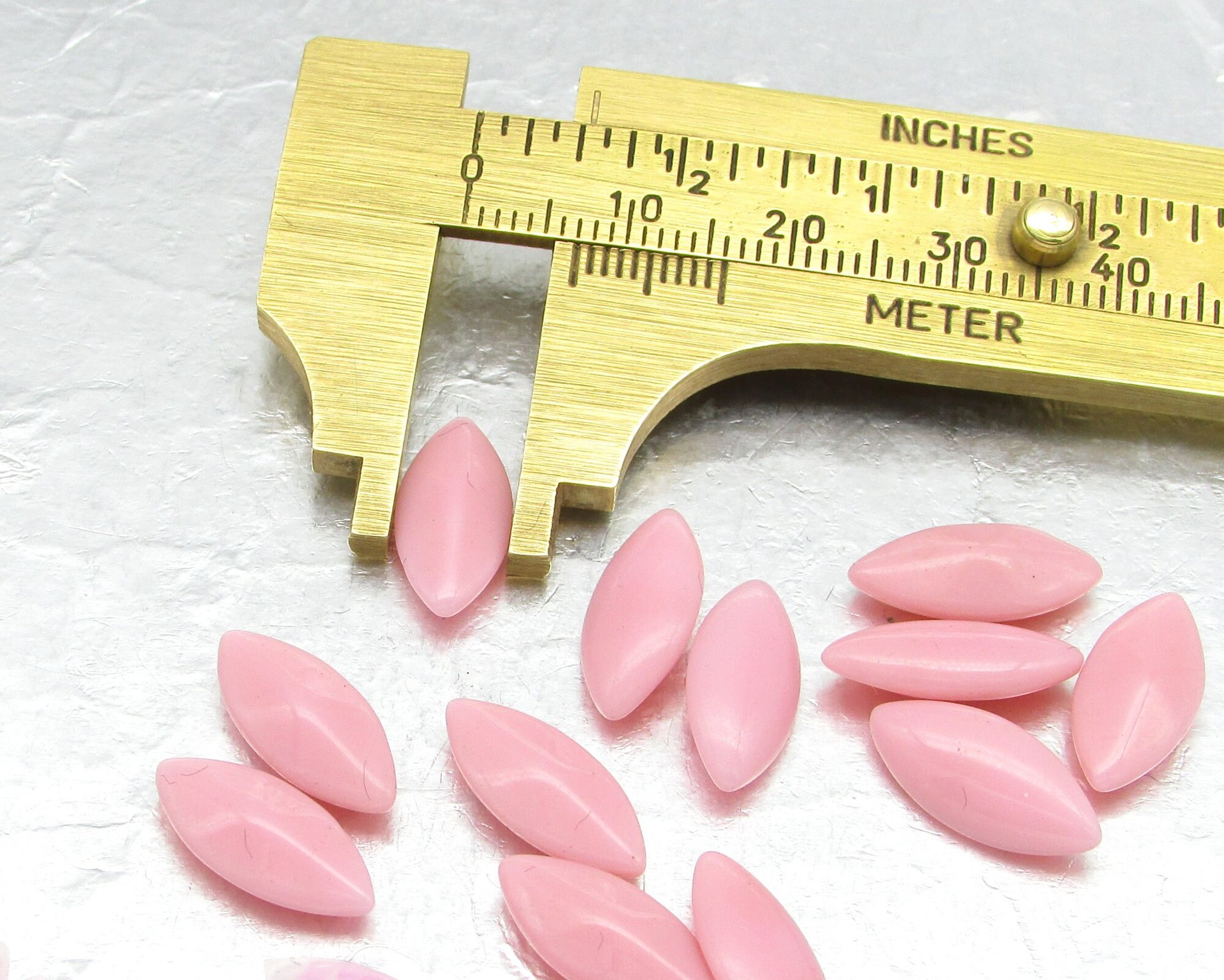 15x7mm Navette Rhinestones, Opaque Pink Vintage Point Back Glass Stones