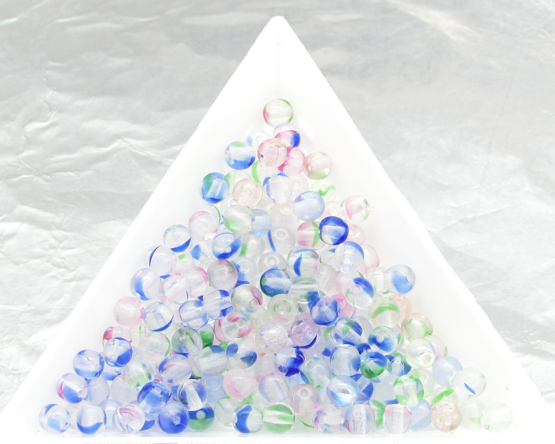 4mm Round Glass Beads, Multicolor Czech Glass Druk, Small Unlined Translucent Spacers