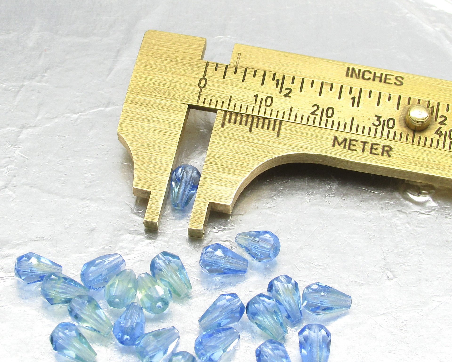 7x5mm Faceted Teardrop Beads, 2-Tone Blue and Green Czech Fire Polished Pears