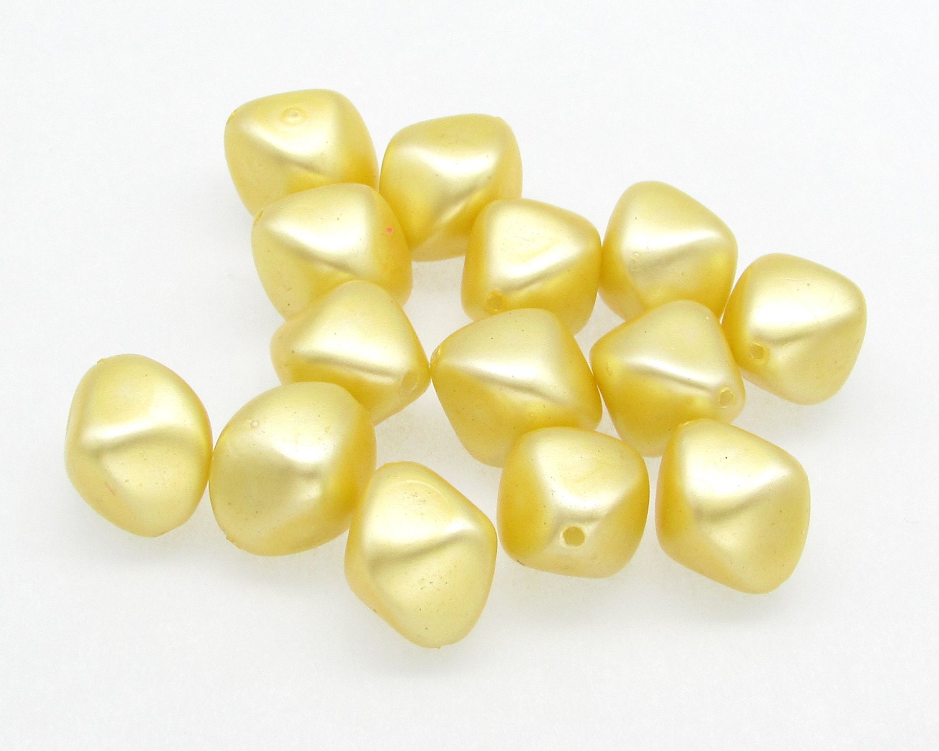 Vintage Faux Pearls, 15mm Baroque Yellow Lustre Beads