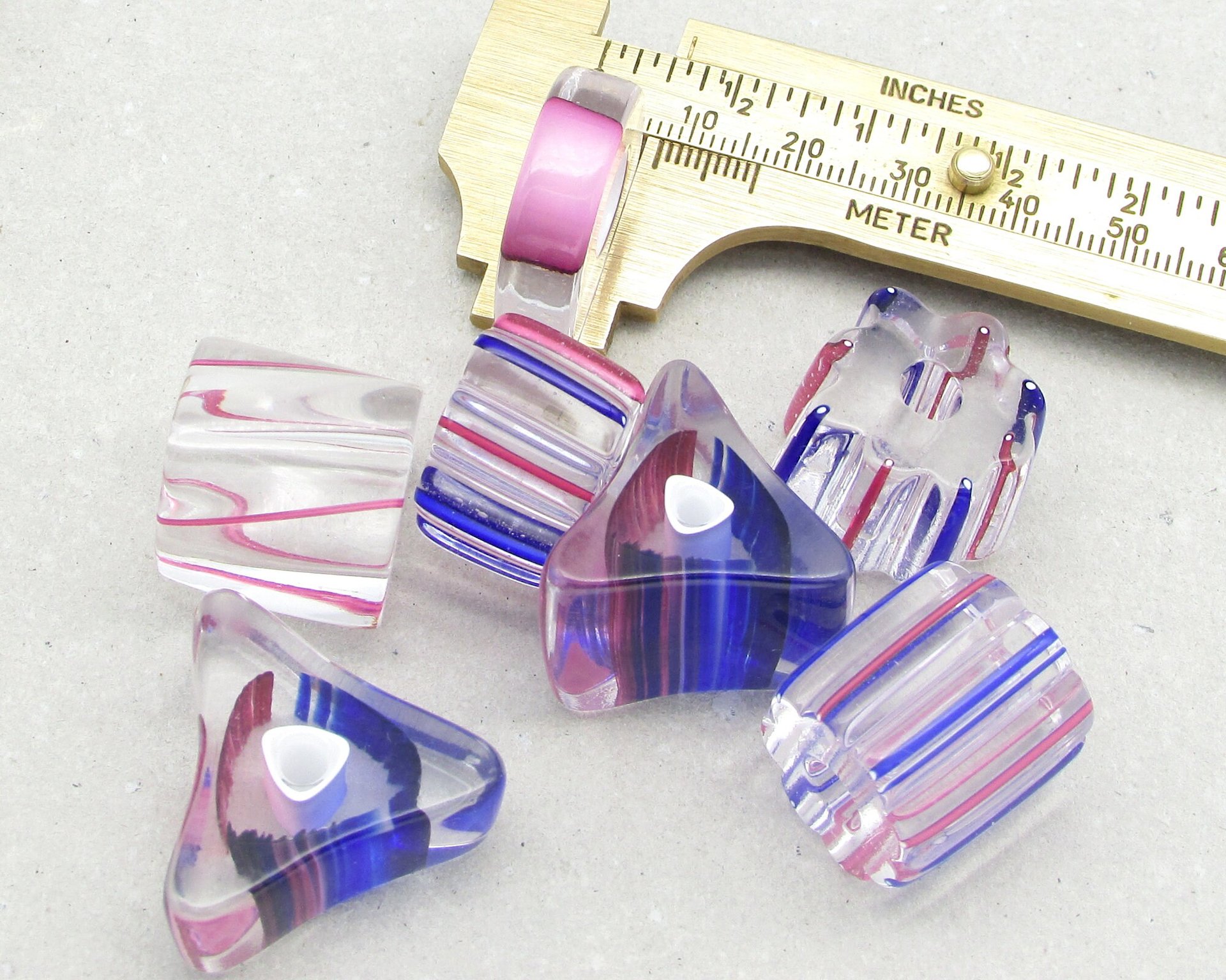 Jumbo Furnace Cane Beads, Mixed Lot Extra Large Chubs